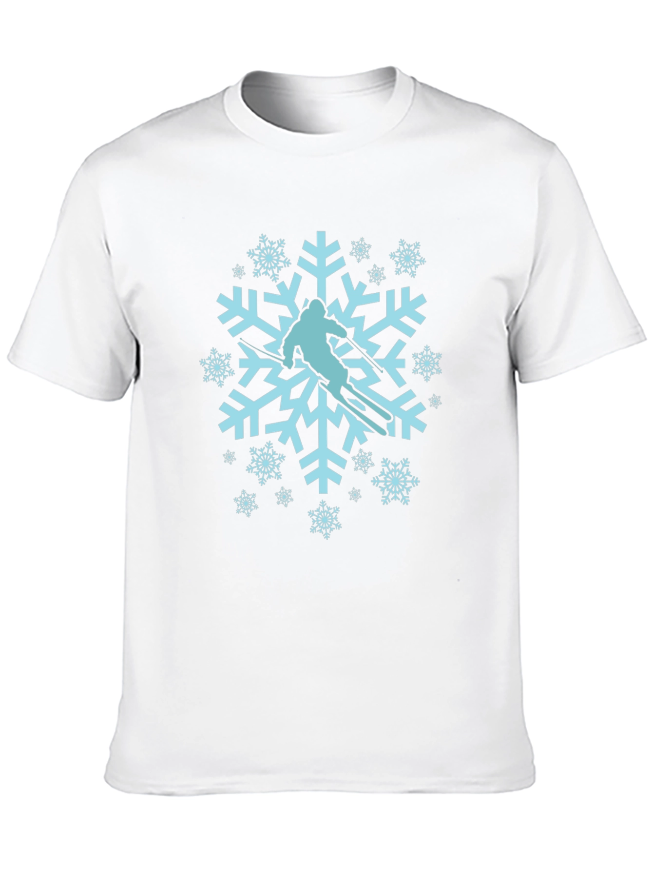 Black Snowflake Skier Graphic Tee - Winter Sport Shirt view 10