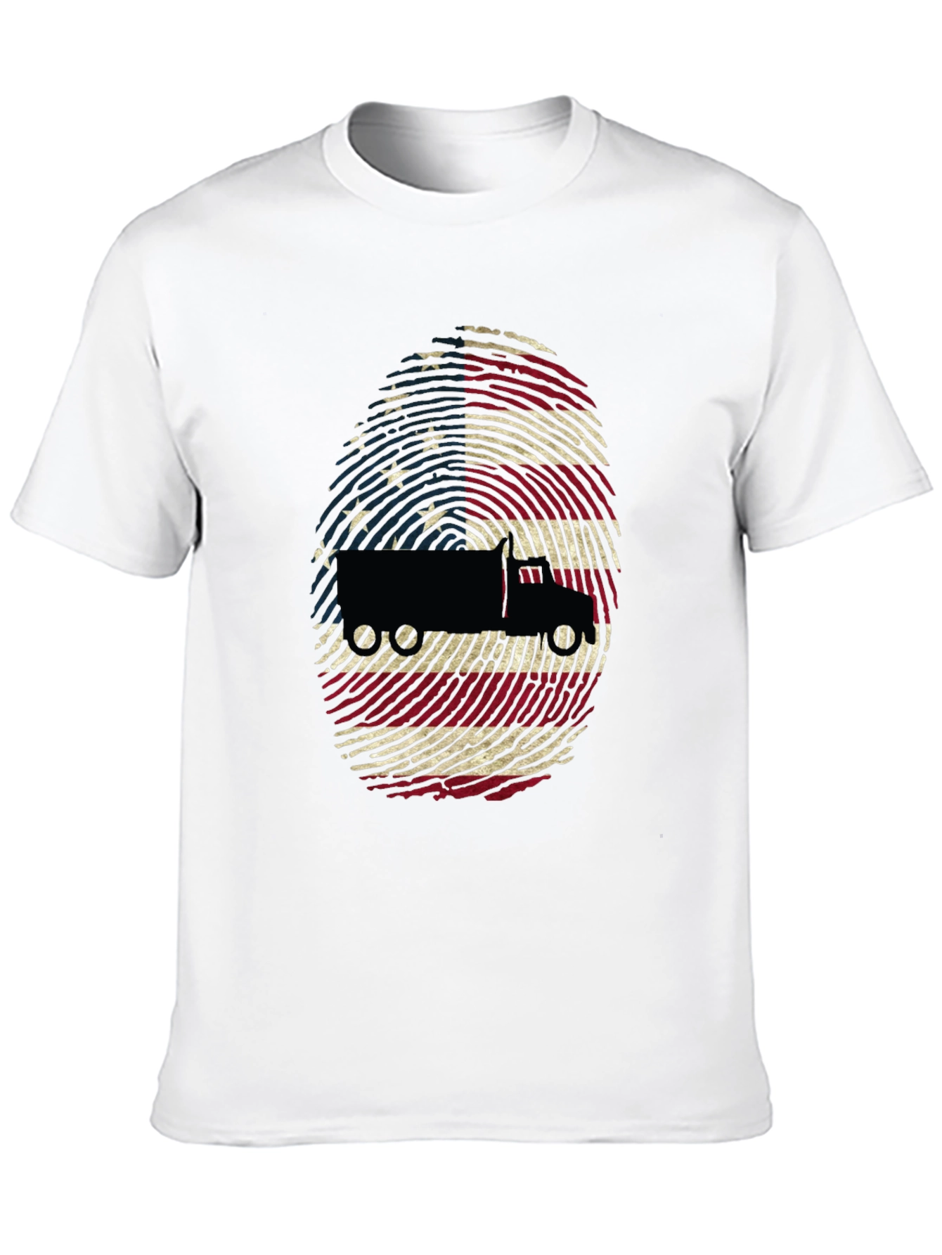 Trucker USA Flag Fingerprint Black T-Shirt - 10