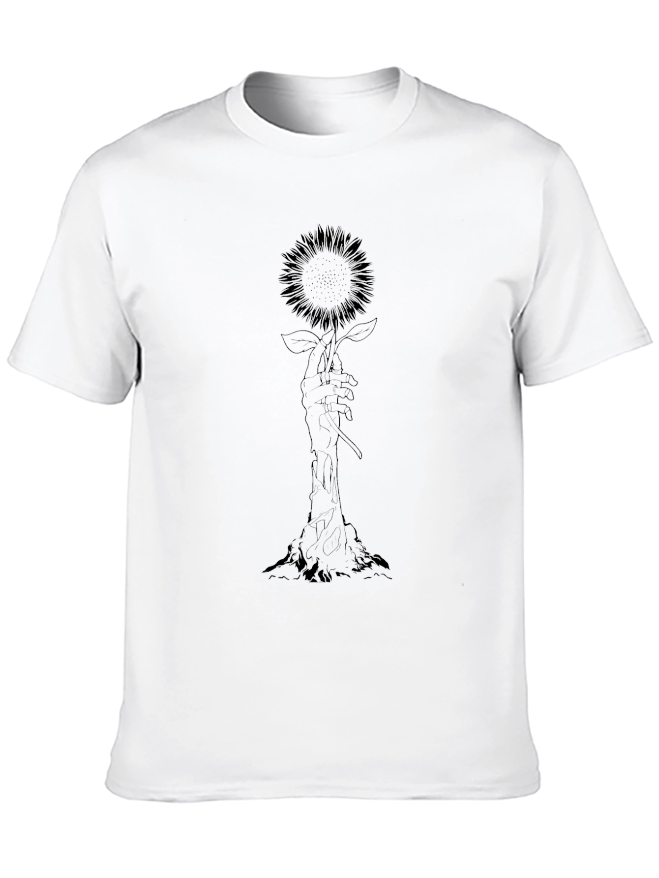 Black Hand Holding Sunflower Graphic Tee view 10