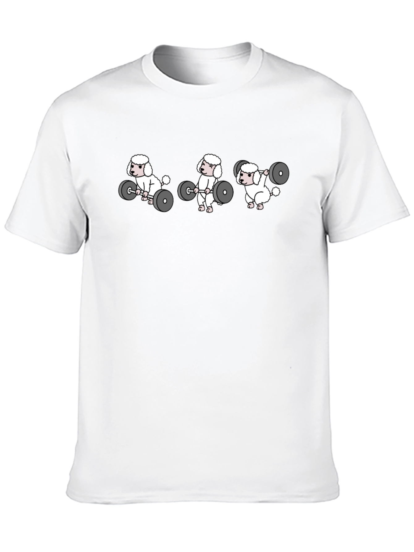 Black Weightlifting Poodle Cartoon Black T-Shirt view 10