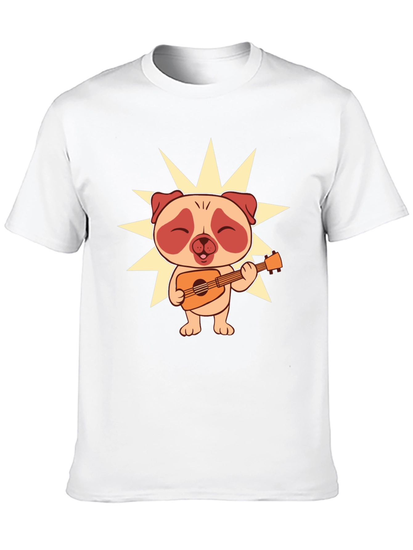 Black Cute Pug Guitarist Black T-Shirt view 10