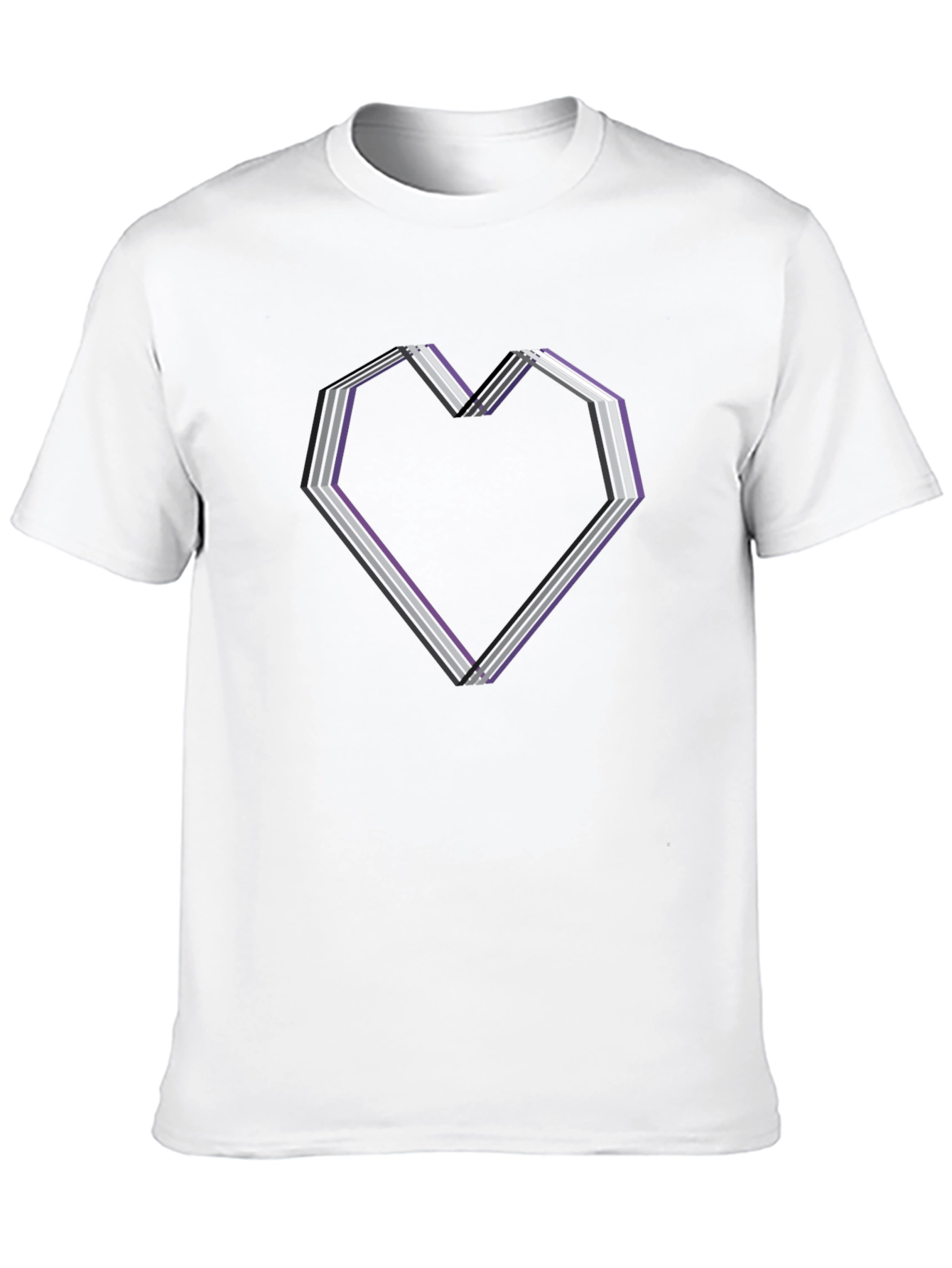 Black Asexual Pride Heart Graphic Tee - Black view 10