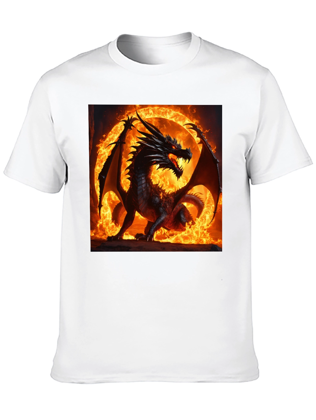 Black Fiery Dragon Graphic T-Shirt view 10