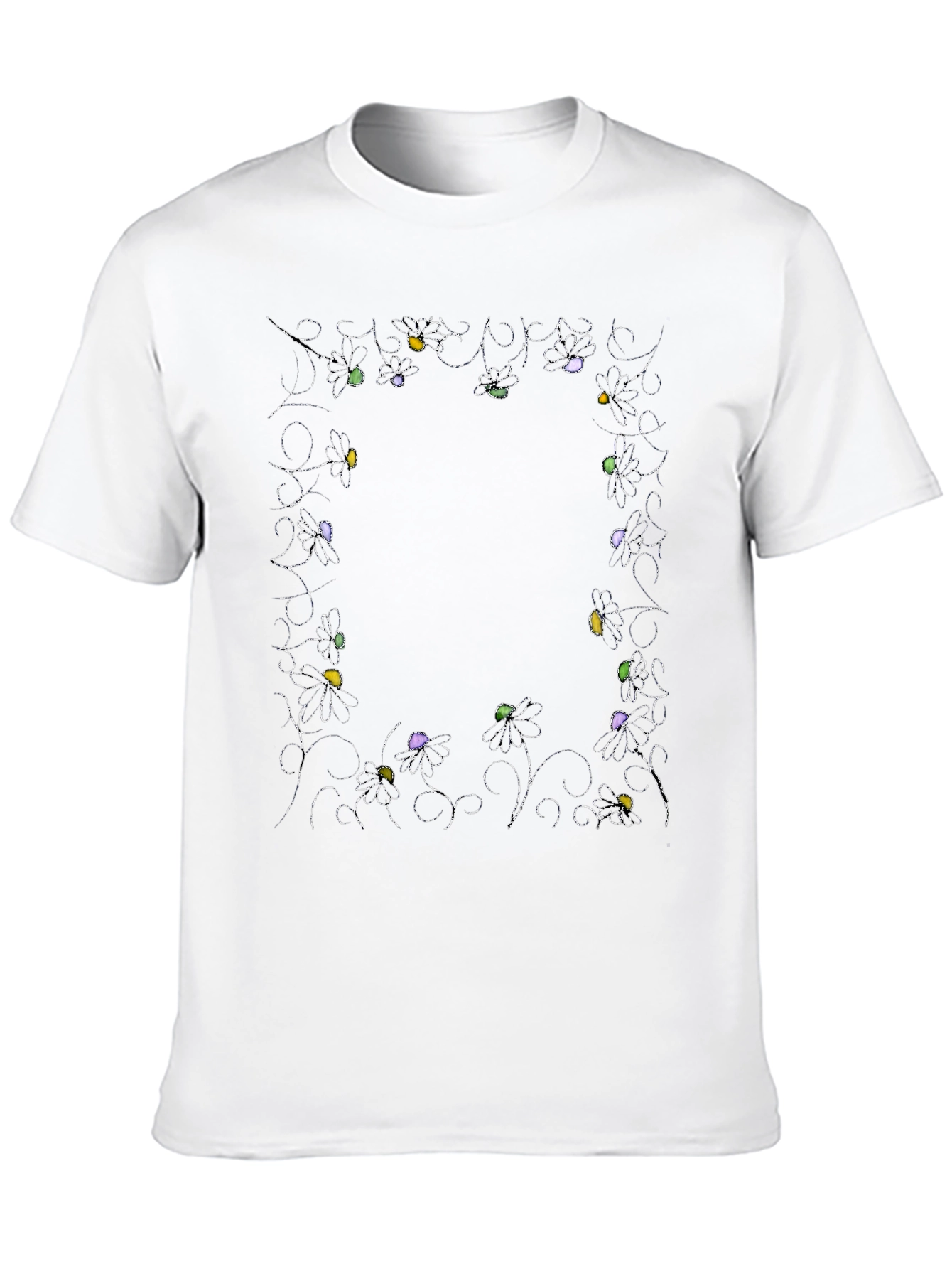 Black Floral Frame Graphic Print T-Shirt view 10