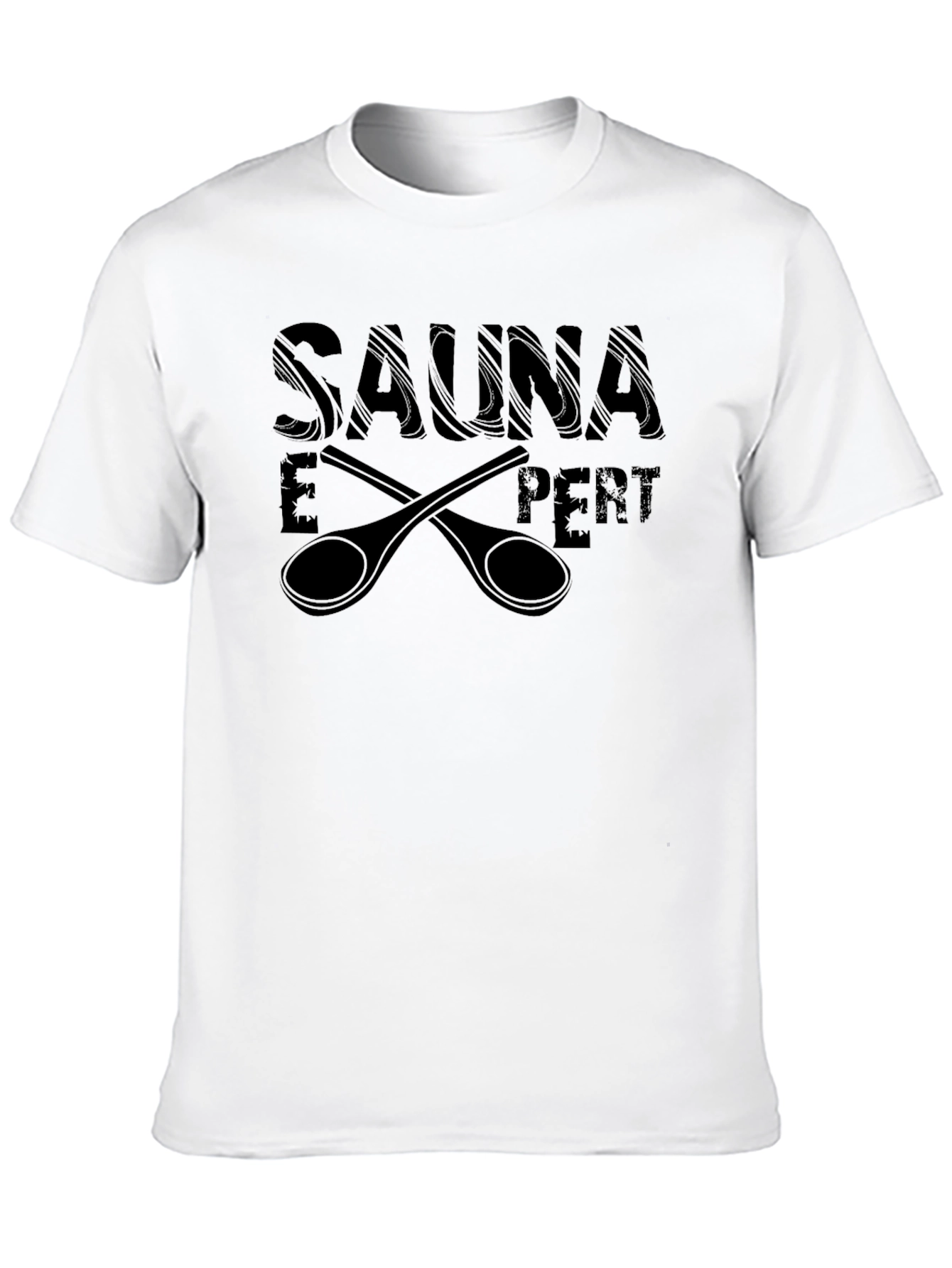 Black Sauna Expert Black T-Shirt with Crossed Spoons Design view 10