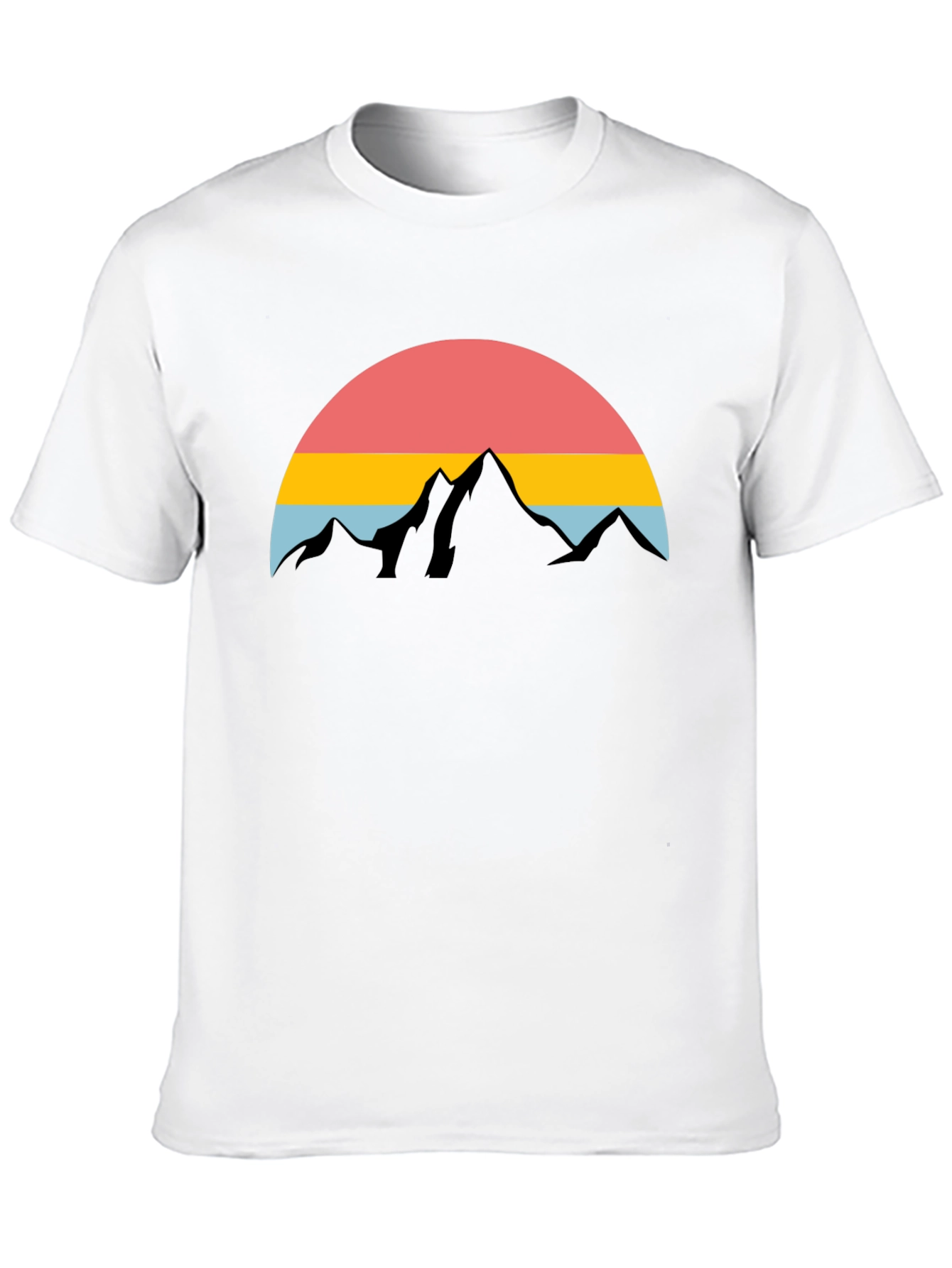 Black Retro Mountain Sunset Graphic Tee - Black Cotton Blend view 10