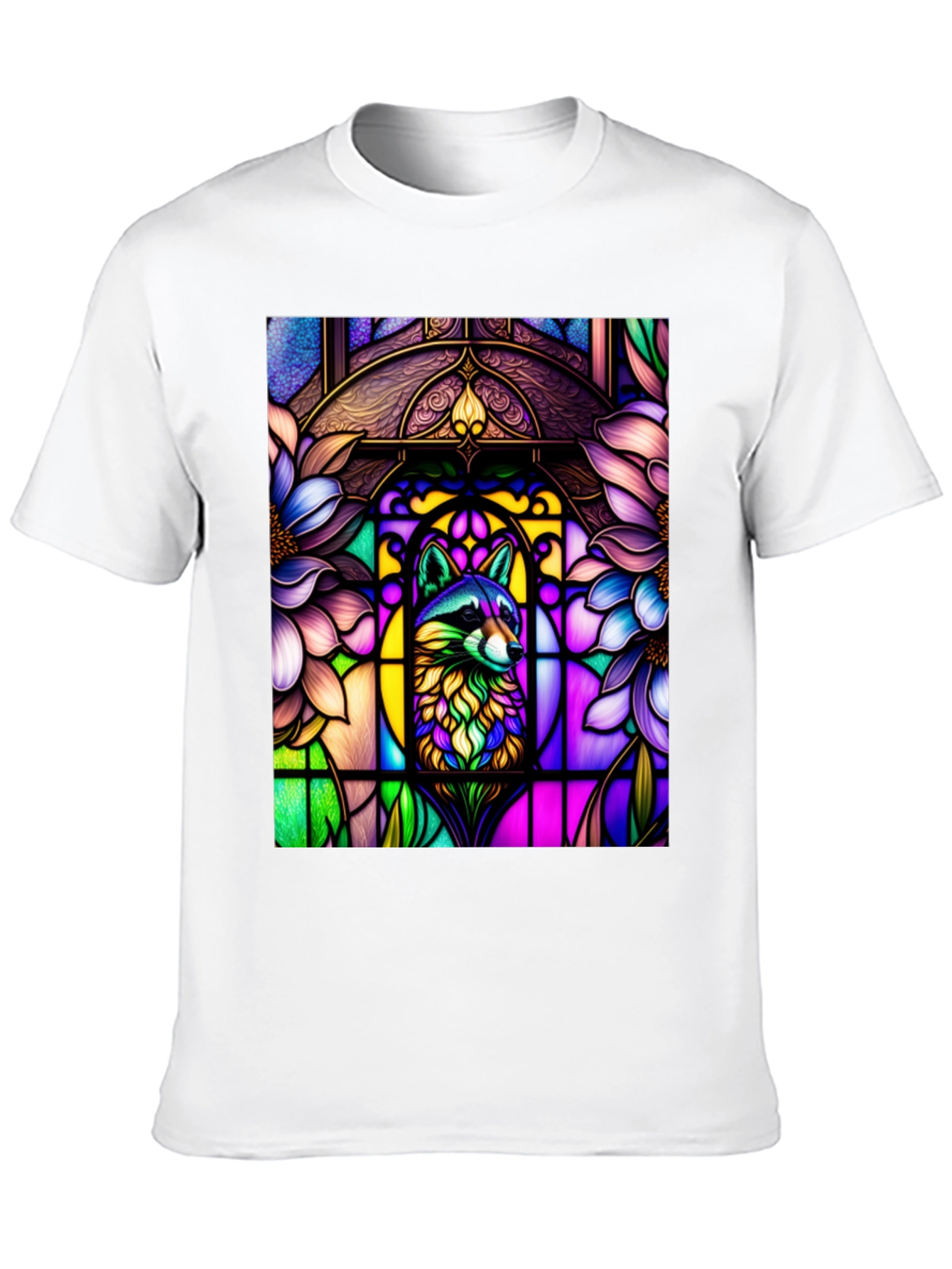 Black Stained Glass Raccoon Black T-Shirt view 10