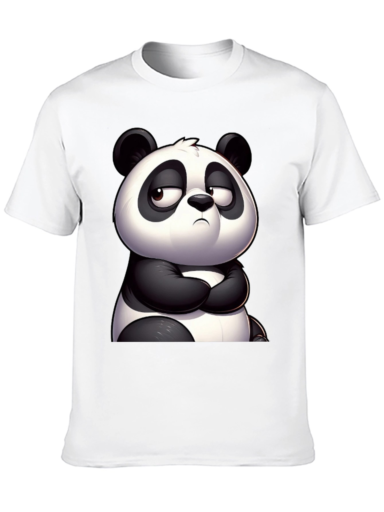 Black Grumpy Panda Graphic Tee - Black Cotton T-Shirt view 10