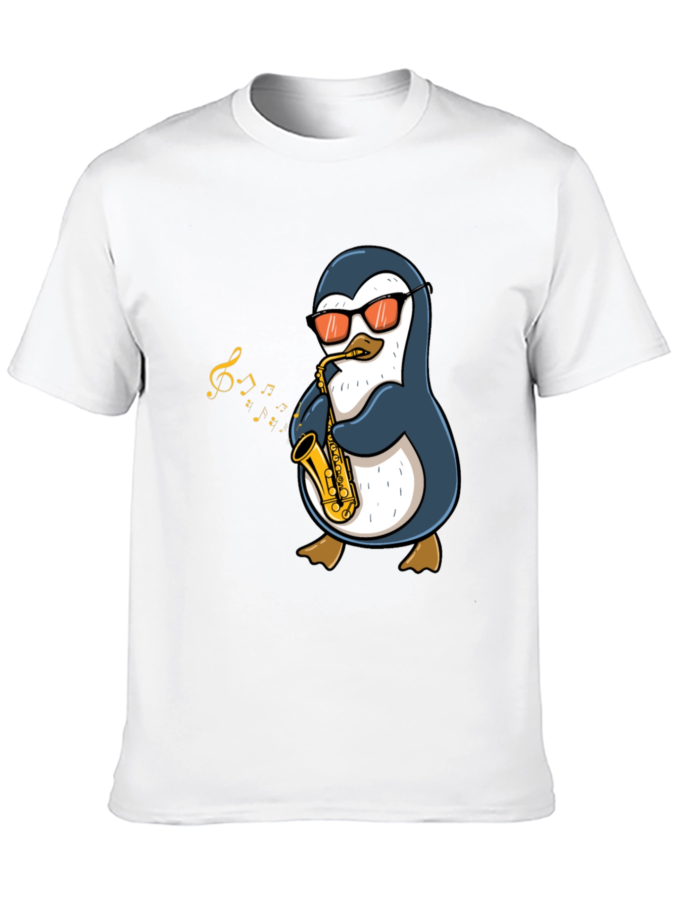 Black Penguin Sax Player Graphic T-Shirt - Cool Music Tee view 10