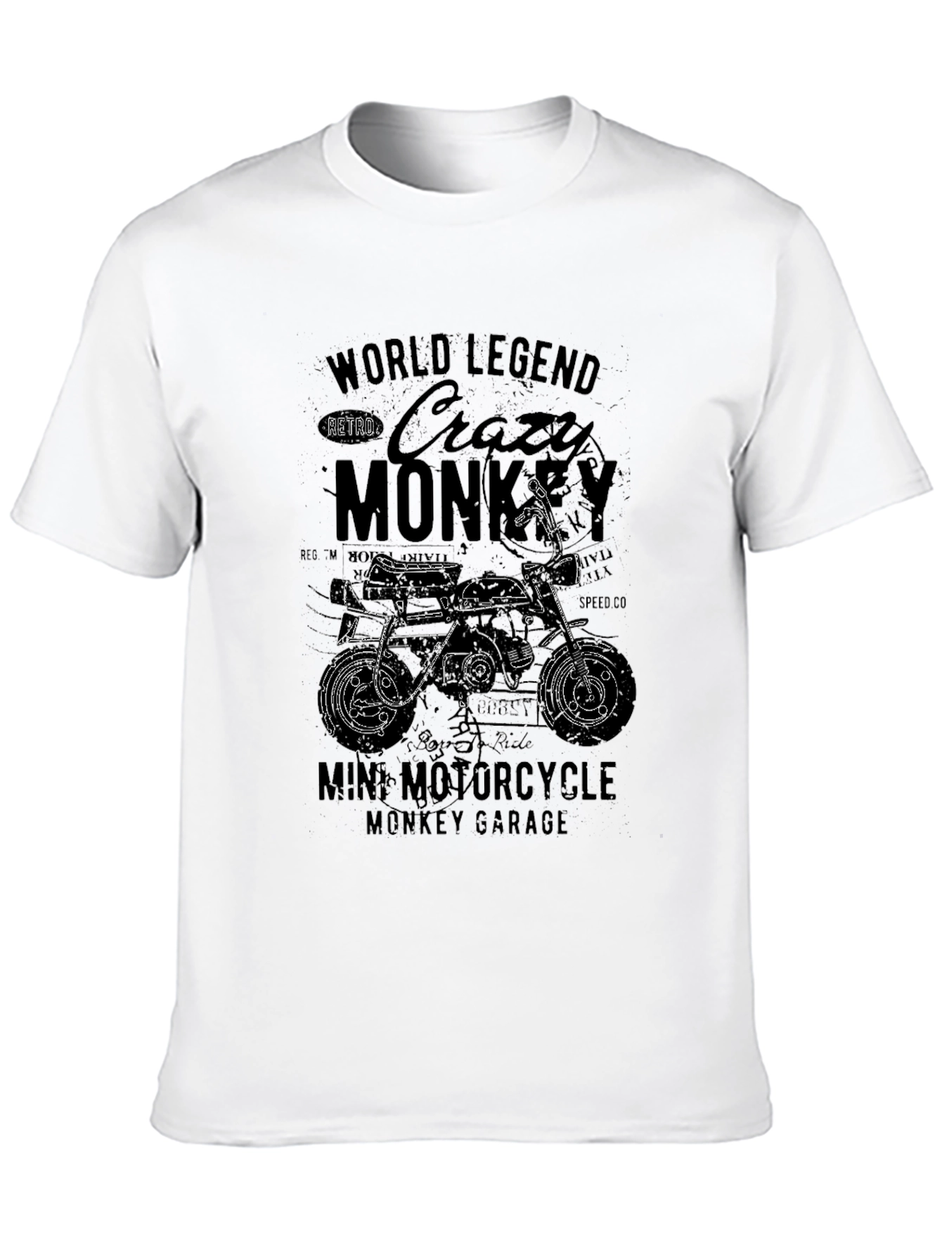 Black Crazy Monkey Mini Motorcycle T-Shirt - Retro Garage Tee view 10