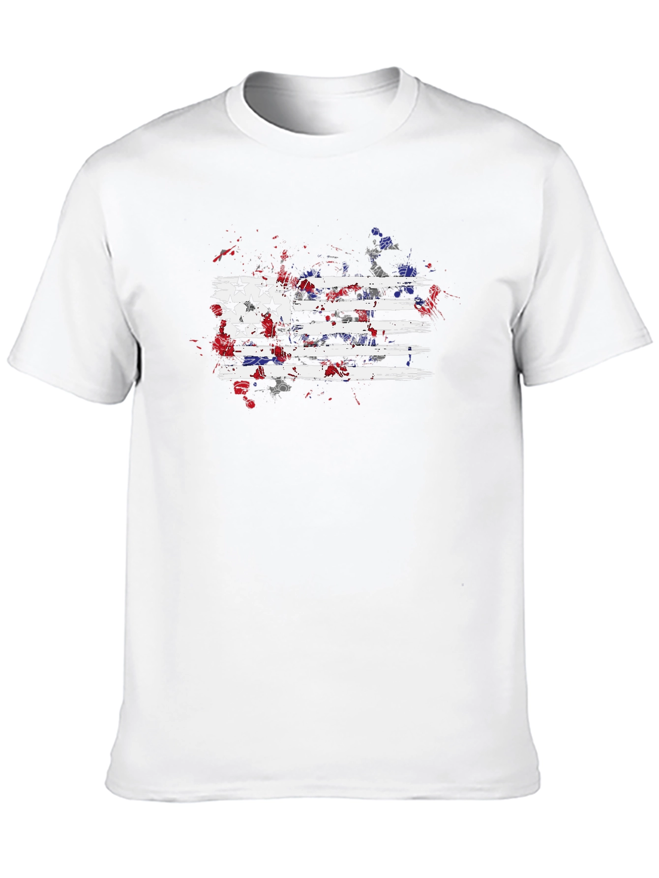 Black USA Flag Graphic Print Men's Black T-Shirt view 10