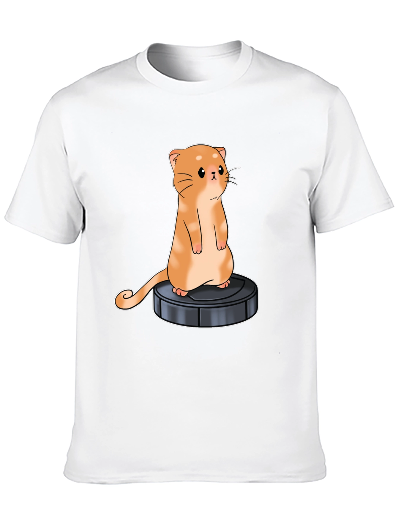 Black Cat on Robot Vacuum Graphic Tee view 10