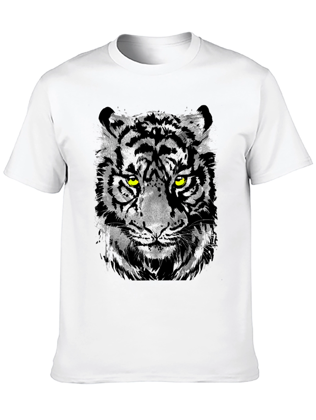 Black Men's Black T-Shirt with Tiger Graphic view 10
