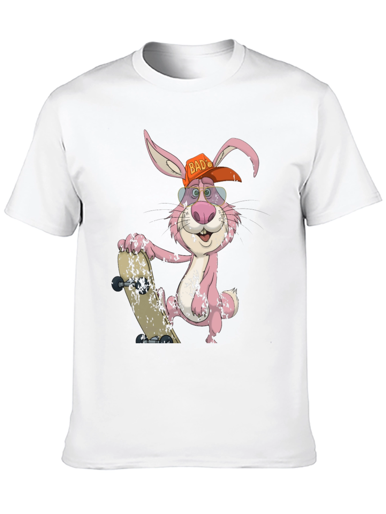 Black Cool Bunny Skateboarder Graphic Tee view 10