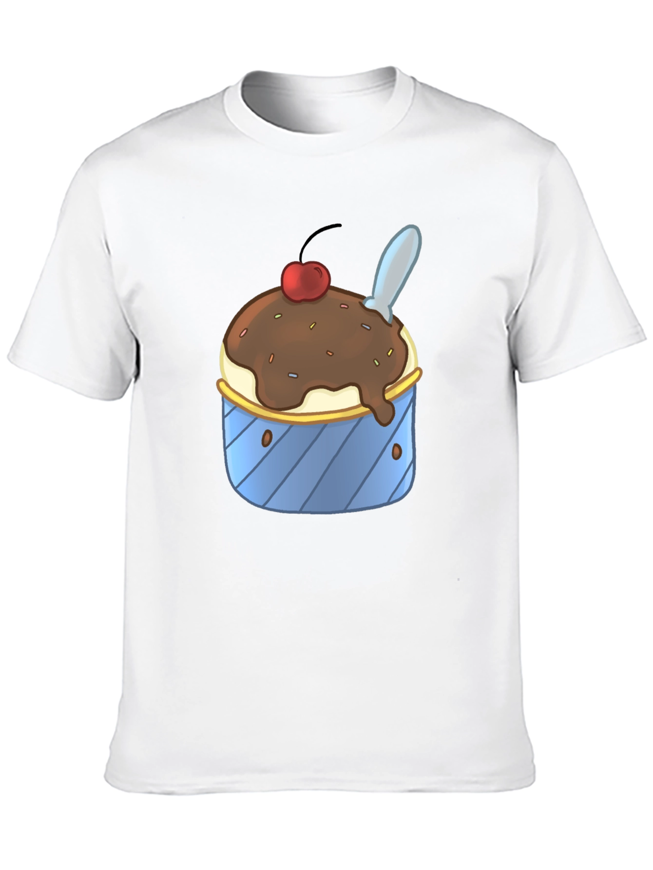 Black Ice Cream Sundae Graphic Tee - Black Cotton T-Shirt view 10