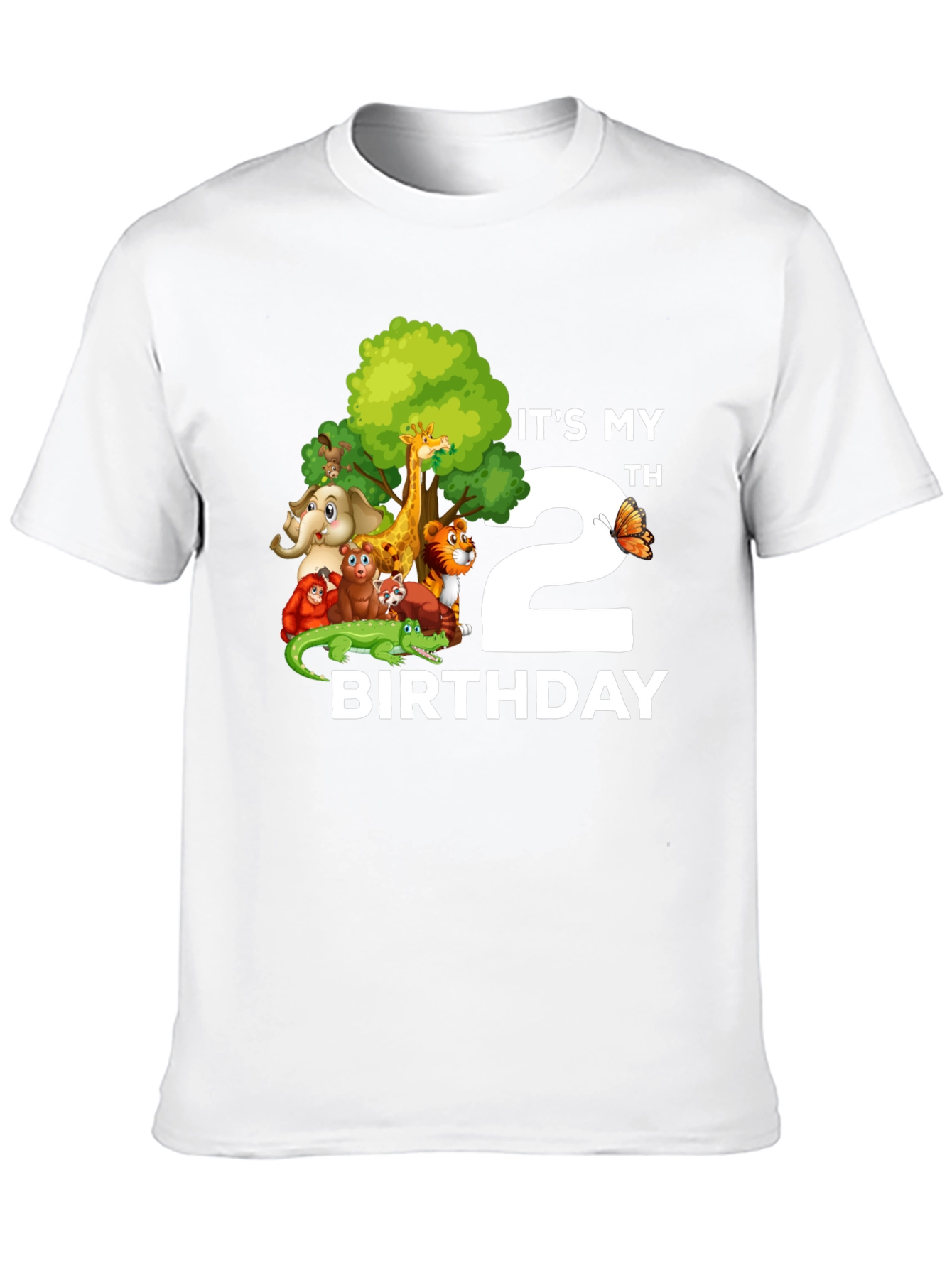 Black It's My 2nd Birthday Jungle Animals Kids T-Shirt view 10