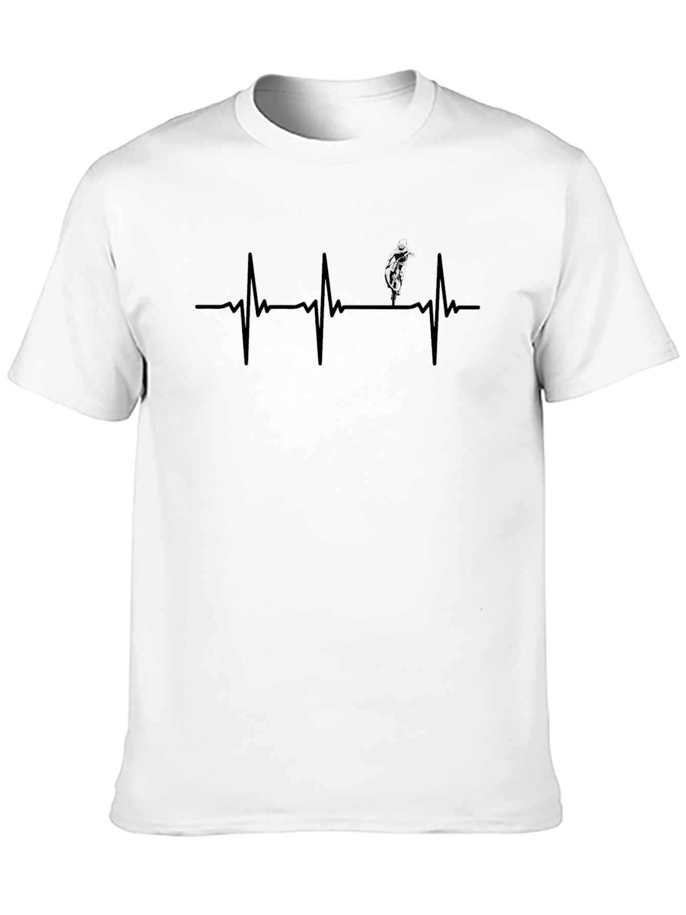 Black Men's Black Mountain Biking Heartbeat T-Shirt view 10