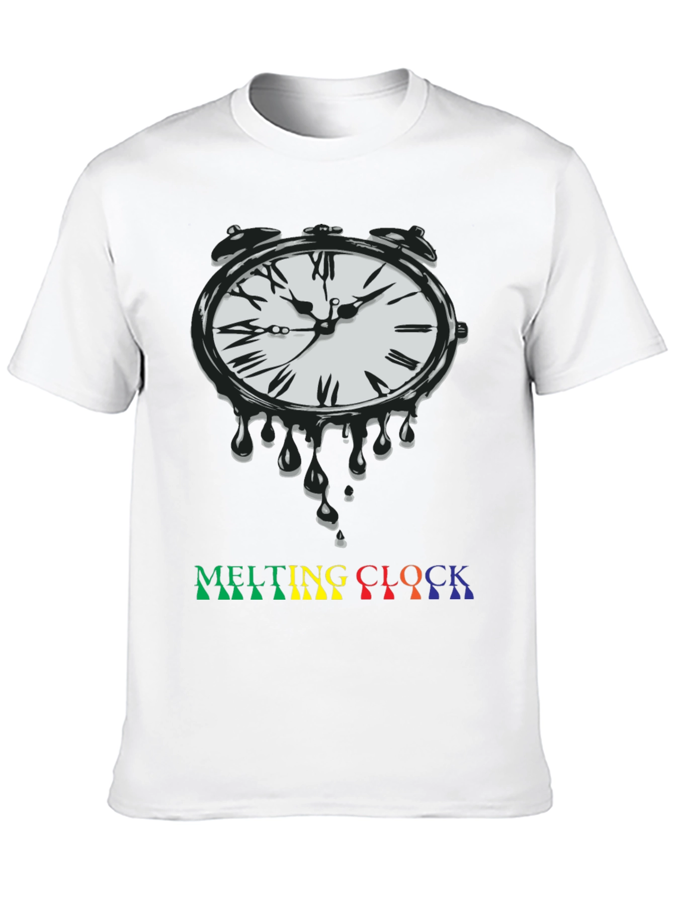 Black Melting Clock Graphic Tee - Black Cotton Blend view 10