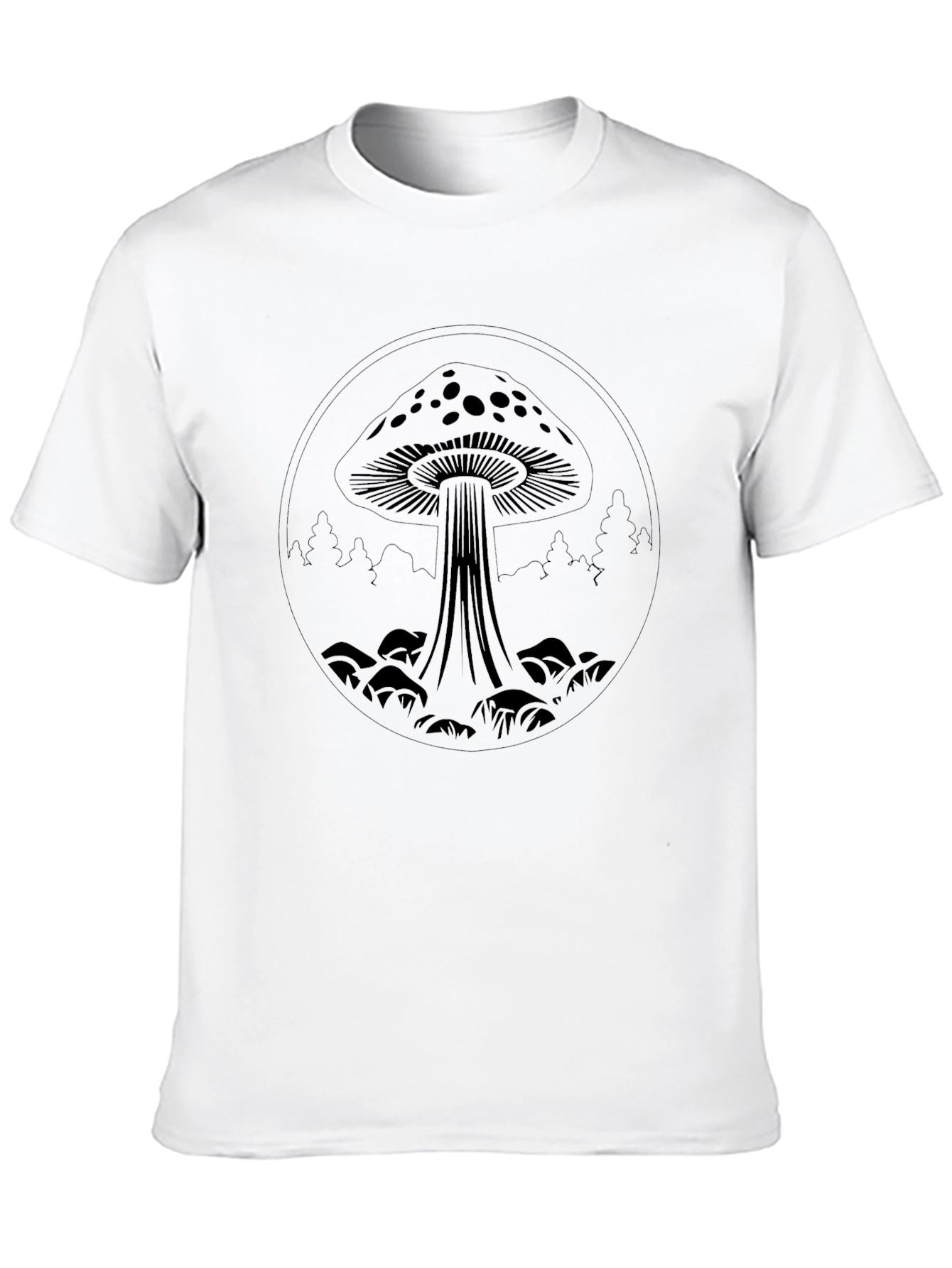 Black Mushroom Graphic Tee - Black Cotton Blend view 10