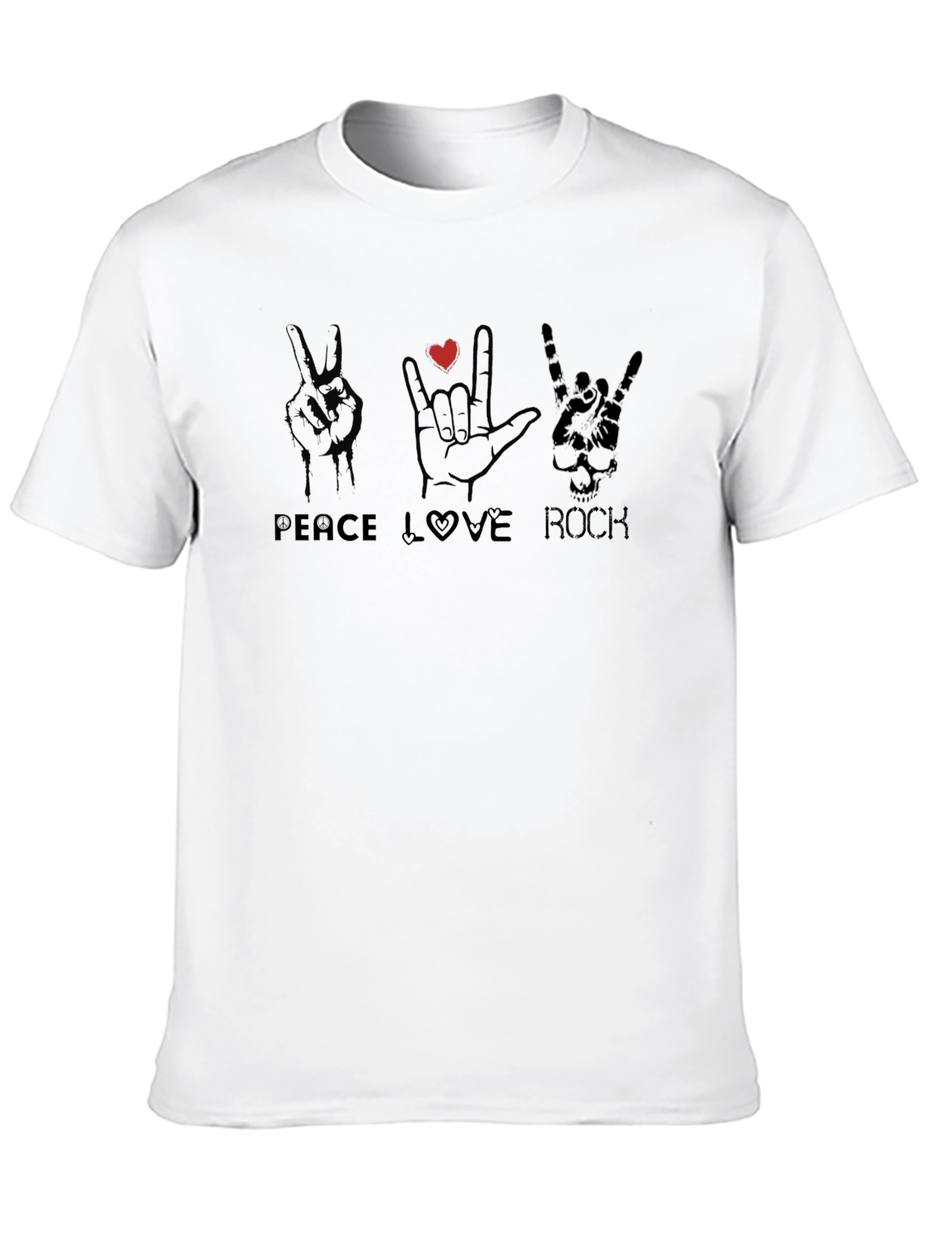 Black Peace Love Rock Graphic T-Shirt view 10