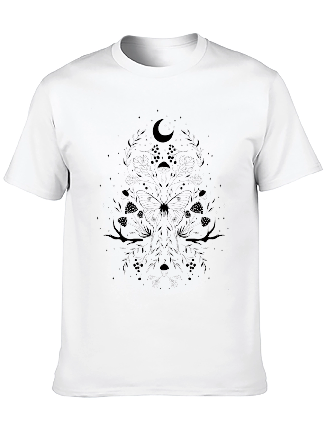 Black Mystic Moth Graphic Tee - Black Cotton T-Shirt view 10
