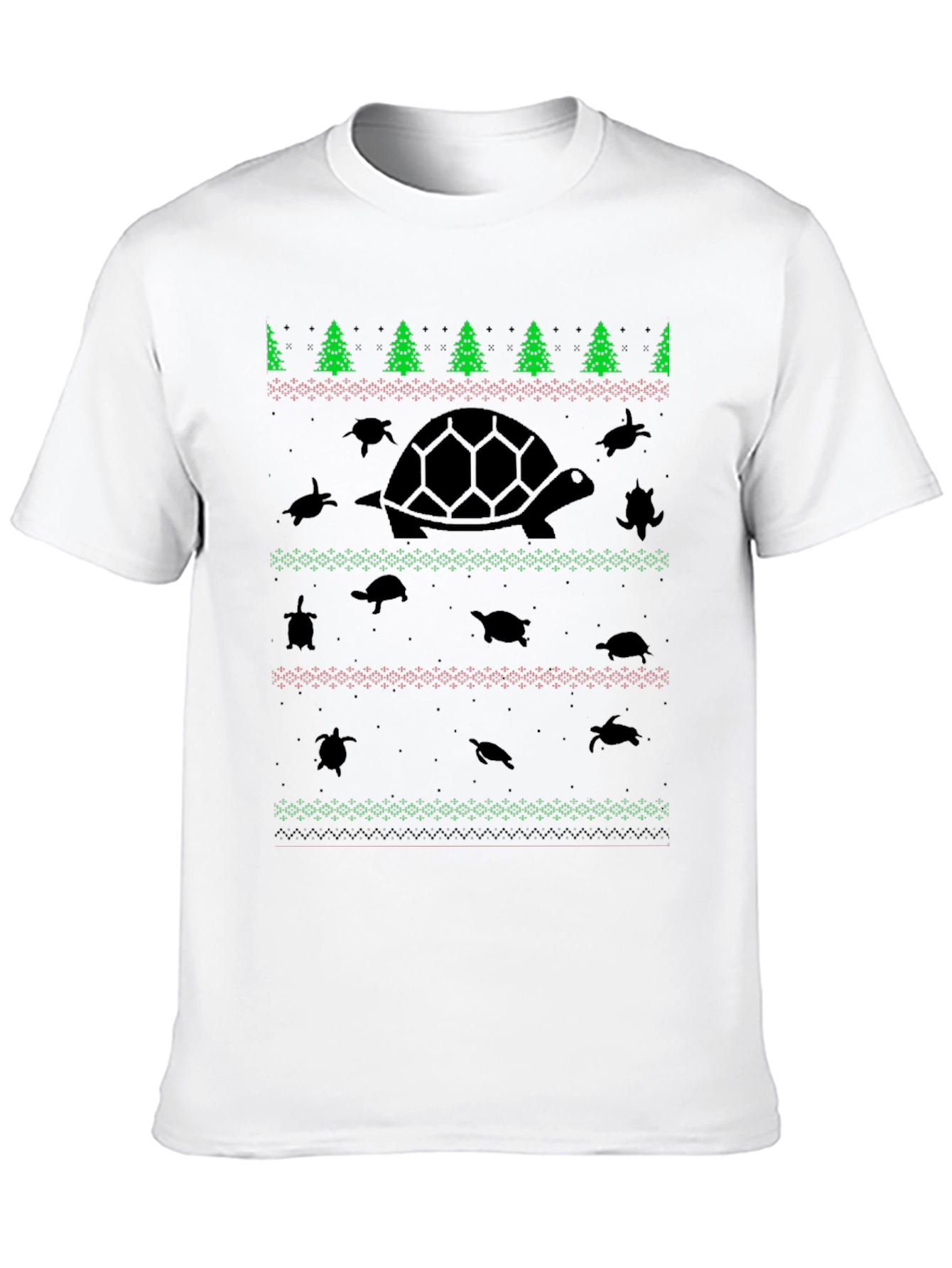 Black Turtle Christmas Pattern Black T-Shirt view 10