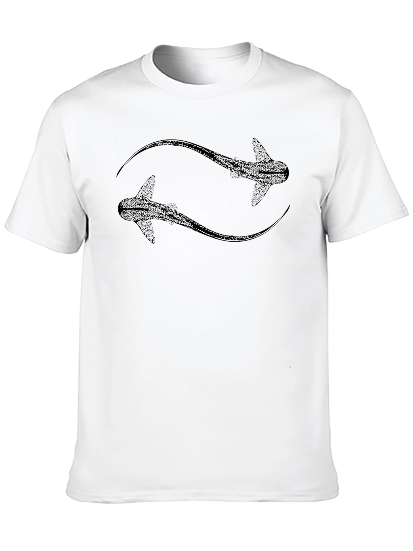 Black Stylish Black Graphic Tee - Shark Design view 10