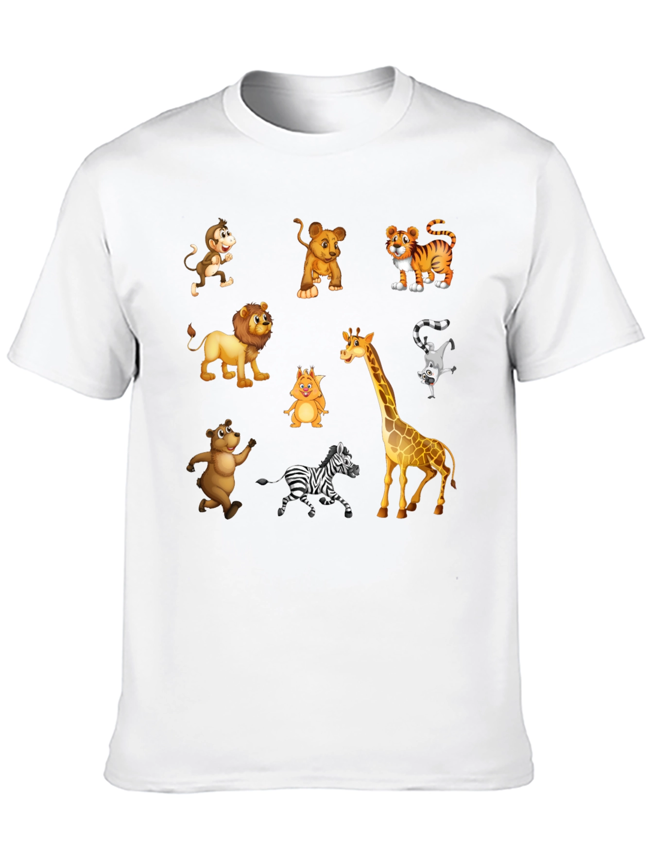 Black Cartoon Animal Print Black T-Shirt view 10