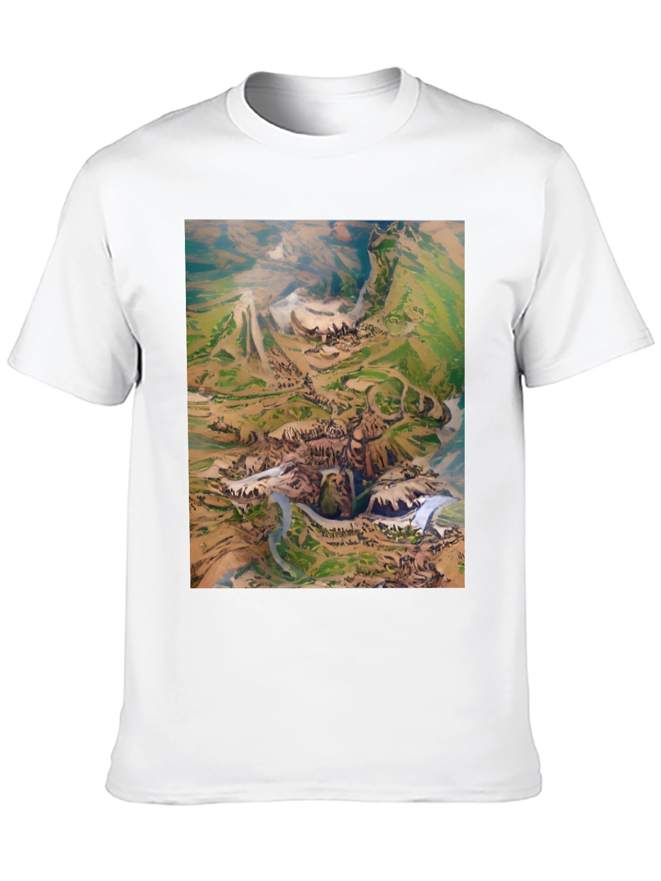 Black Artistic Landscape Print Black T-Shirt view 10