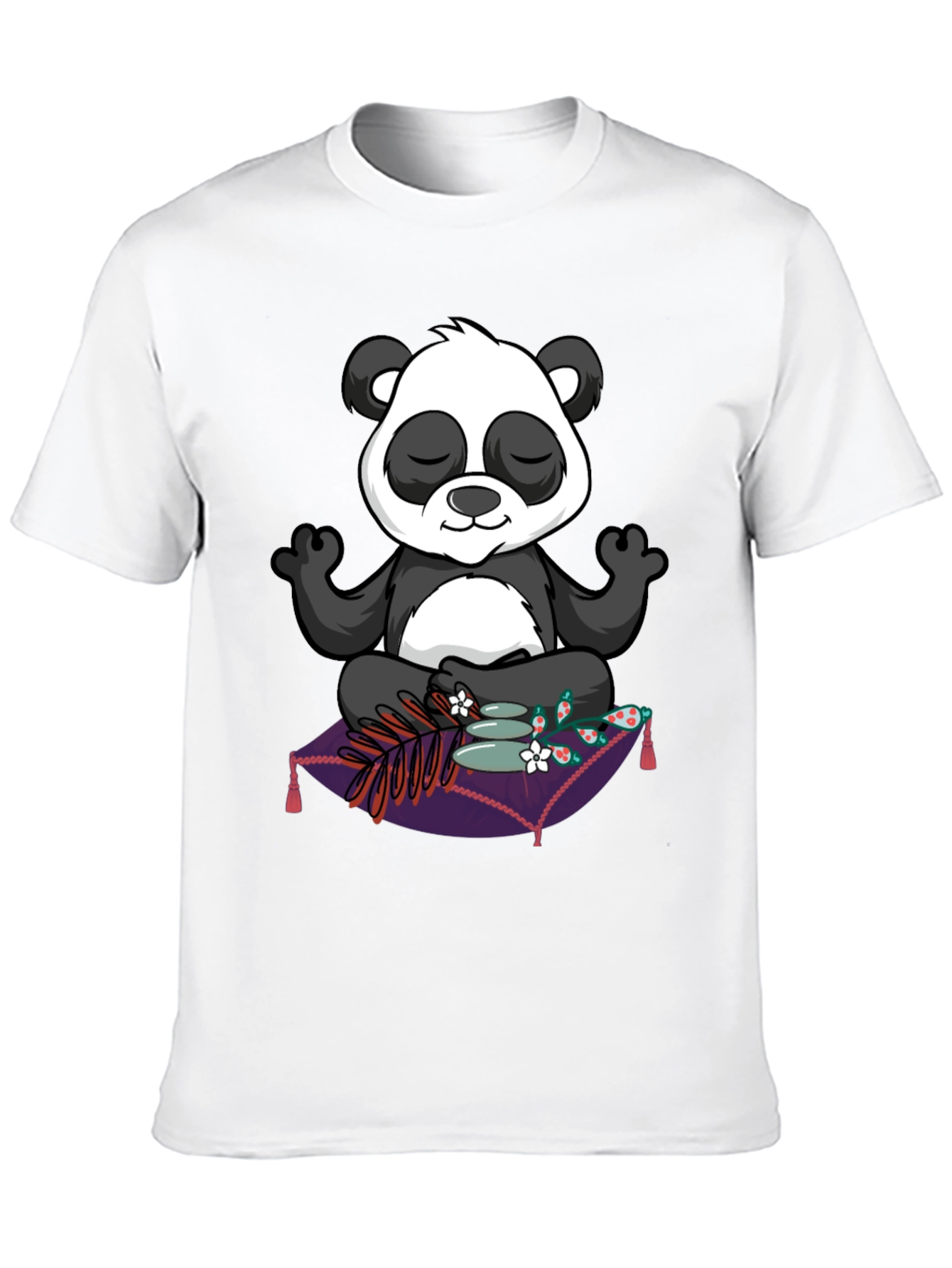 Black Zen Panda T-Shirt: Meditating Panda Design view 10