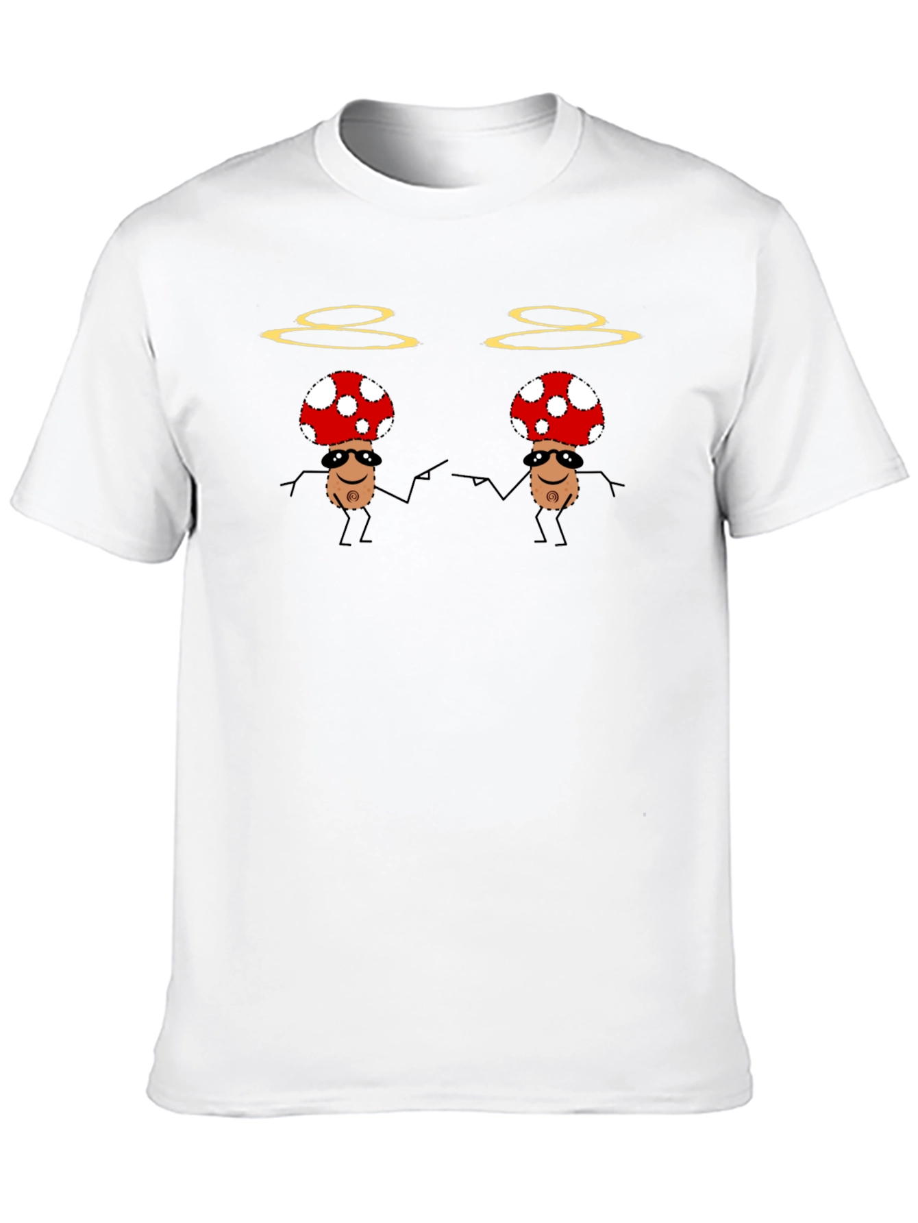 Black Funky Mushroom T-Shirt - Black Cotton Tee view 10