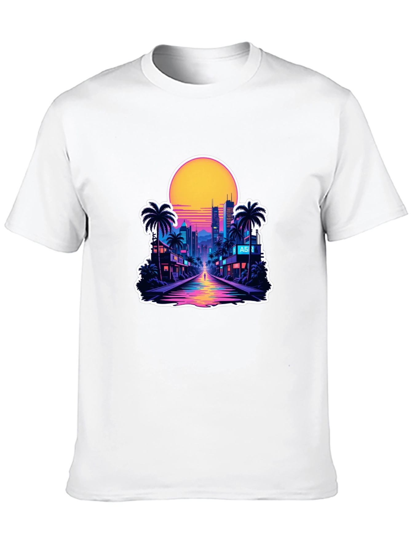 Black Retro Wave Cityscape T-Shirt view 10