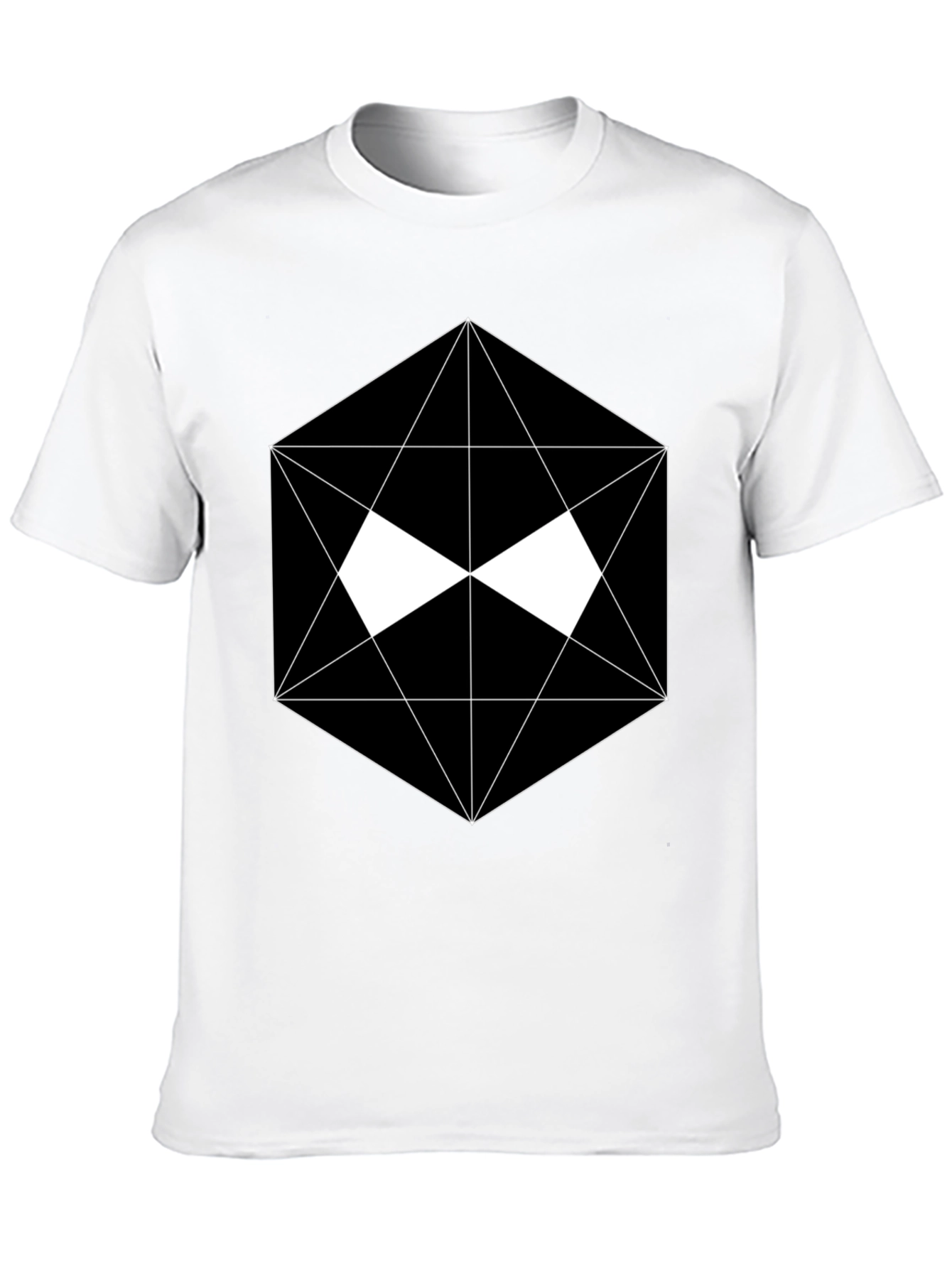 Black Geometric Graphic Black T-Shirt view 10