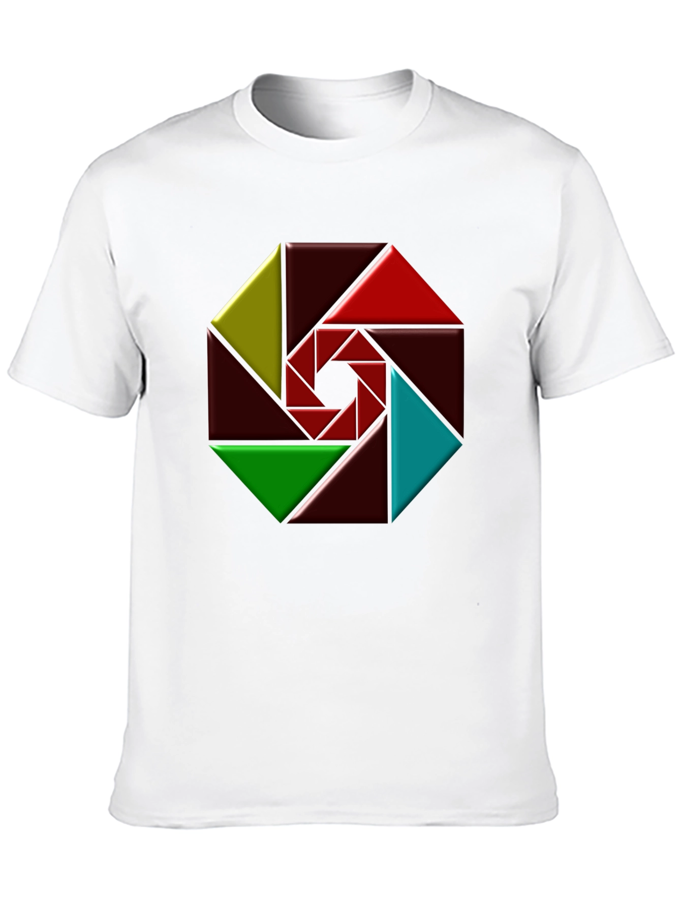 Black Geometric Design Black T-Shirt view 10