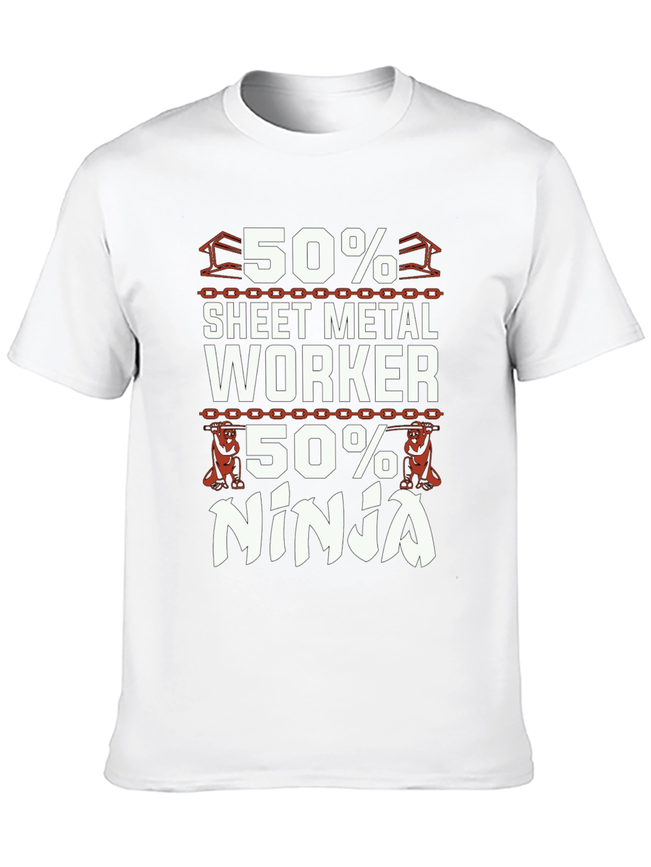 Black Sheet Metal Worker Ninja T-Shirt - Black Cotton Blend view 10