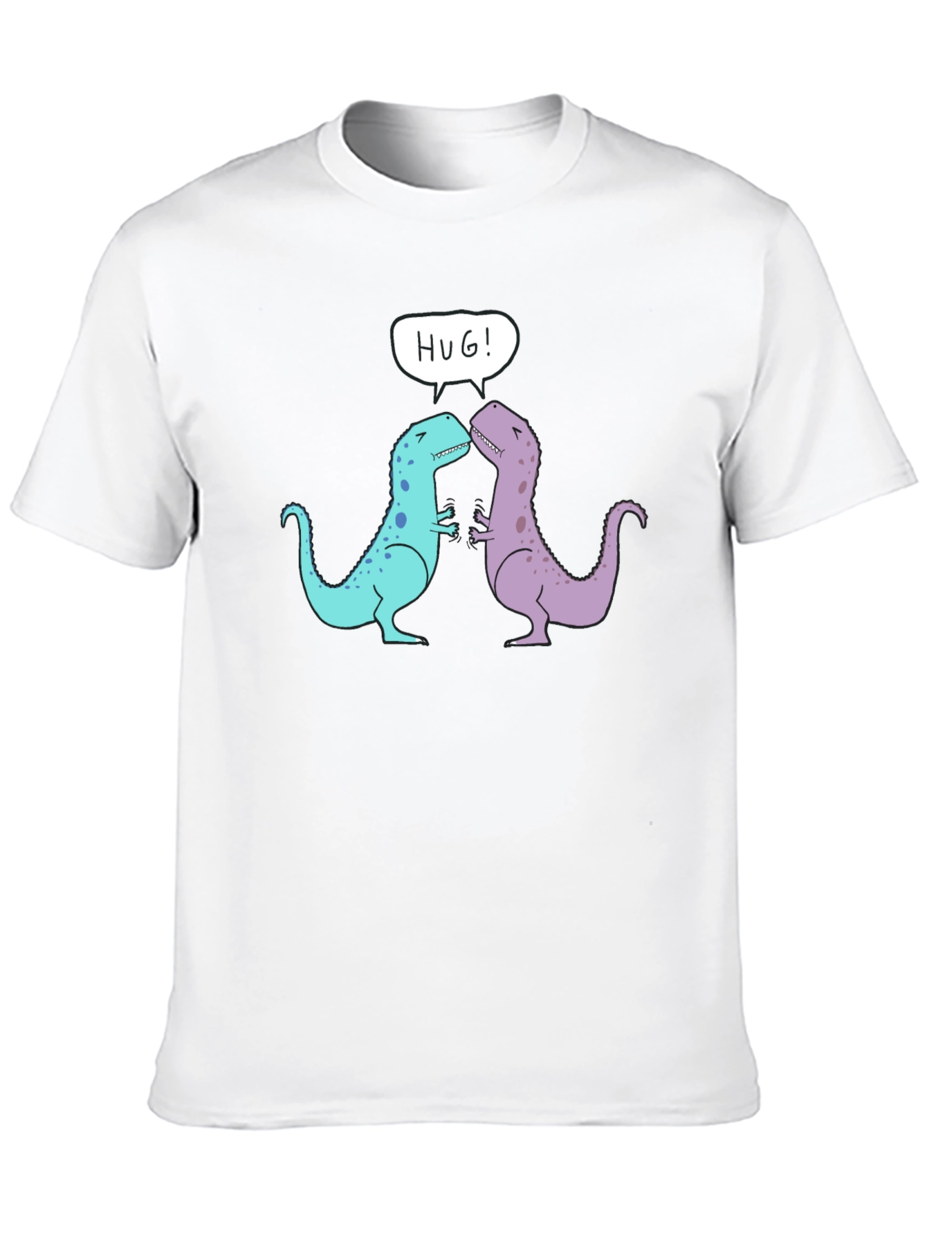 Black Dino Hug T-Shirt - Cute Cartoon Dinosaur Graphic Tee view 10