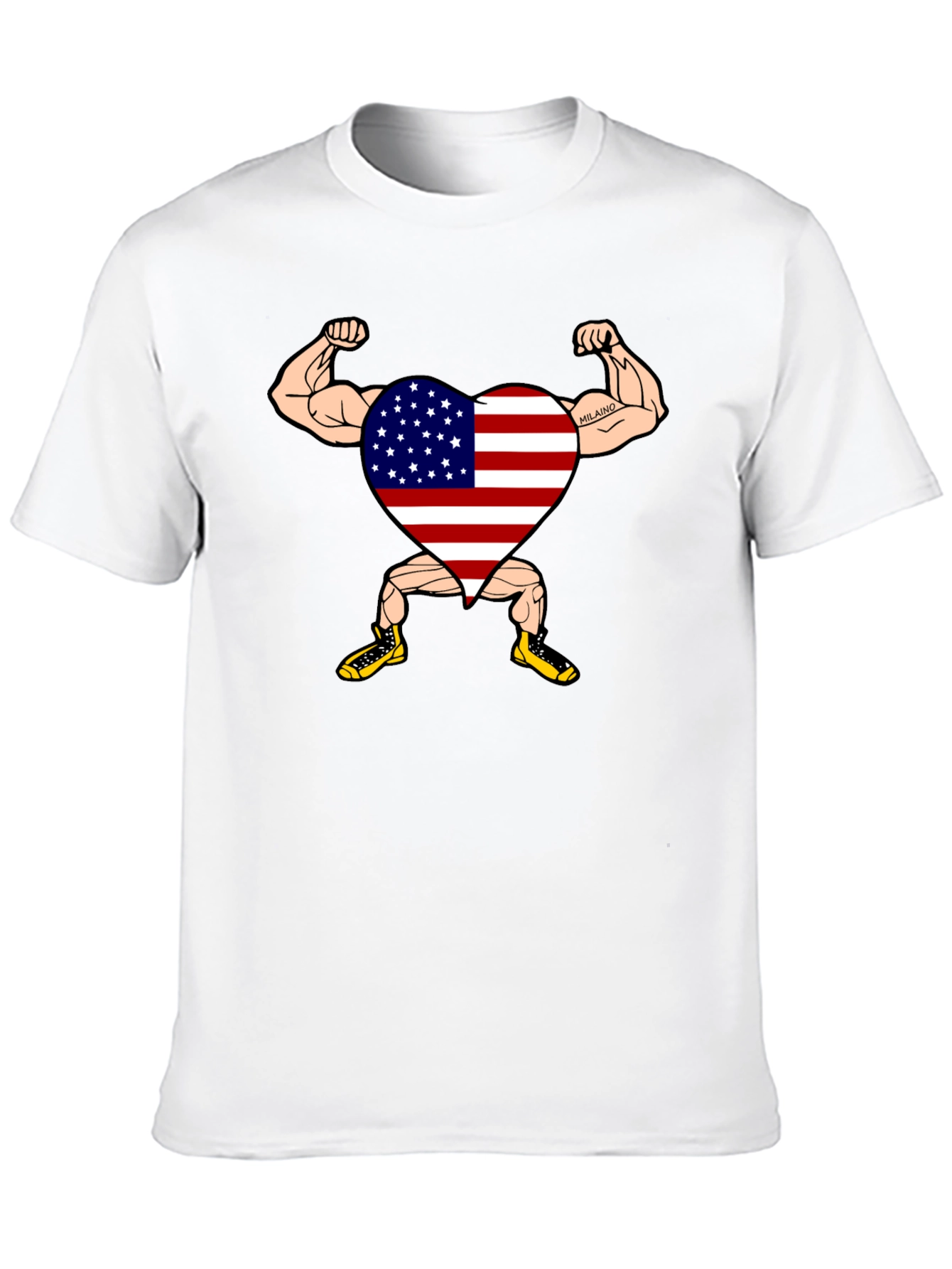 Black Patriotic Muscle Heart Graphic Tee view 10