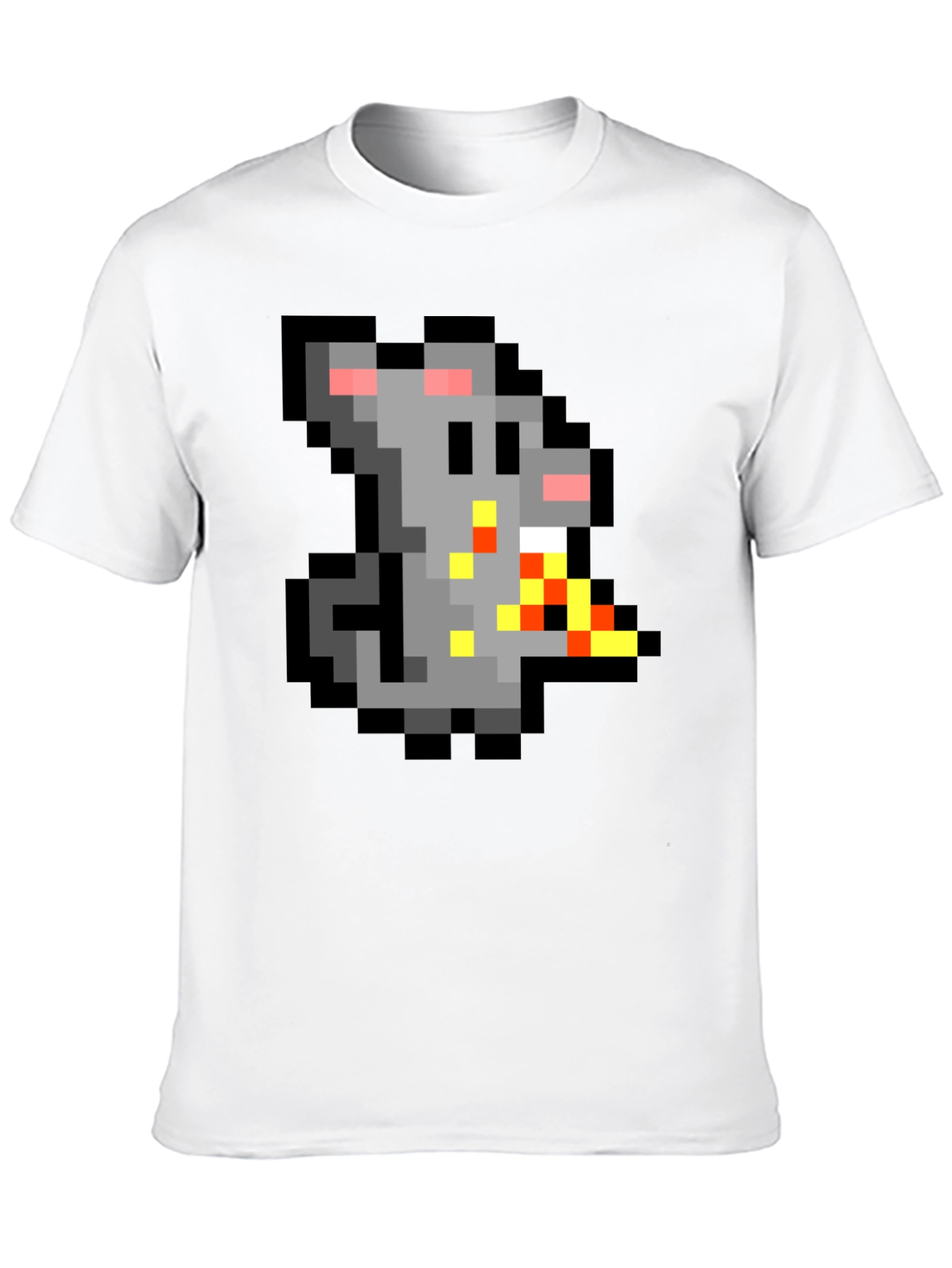 Black Pixel Rat Eating Pizza Graphic Tee view 10