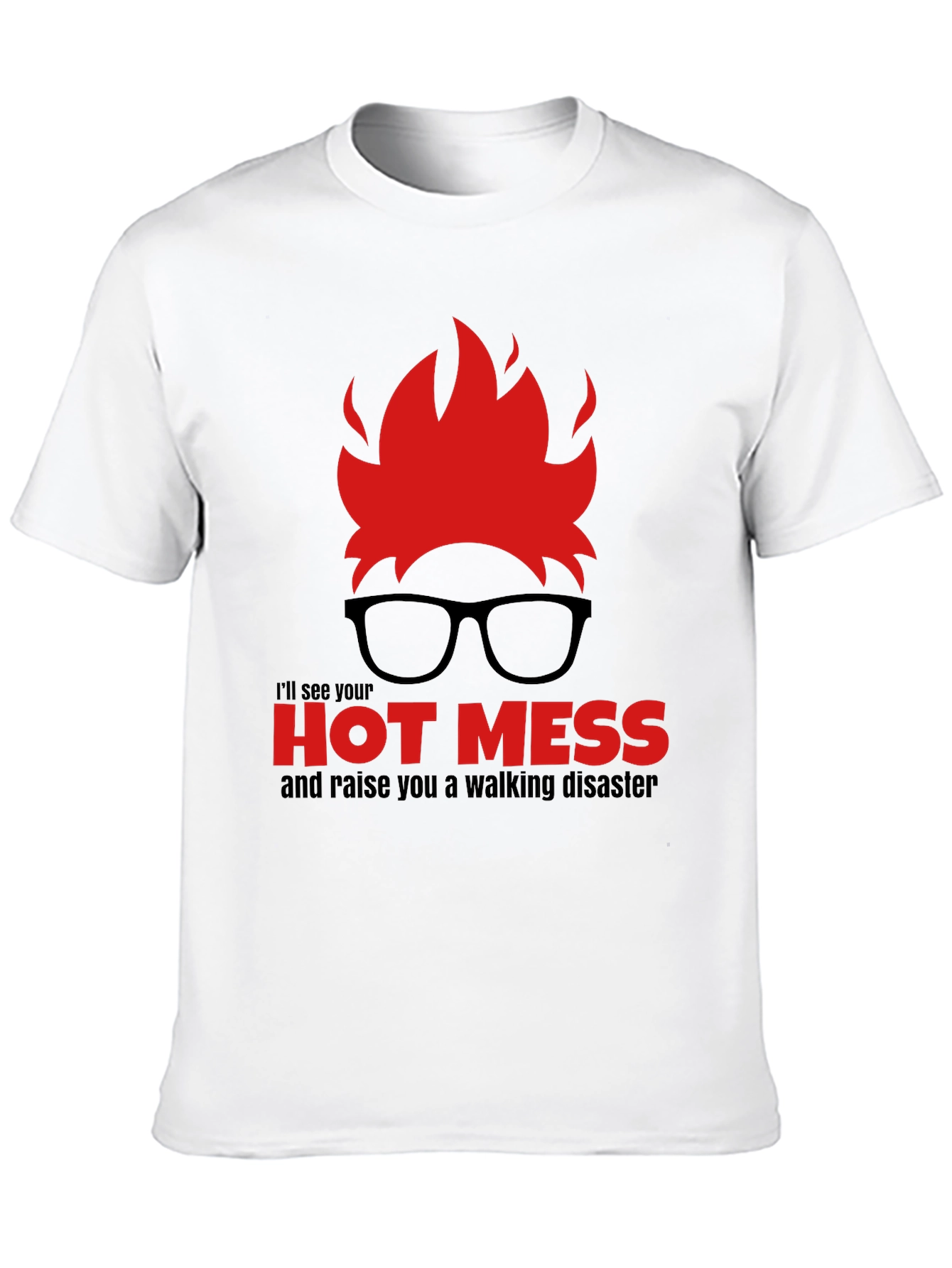 Black Hot Mess Walking Disaster T-Shirt - Novelty Graphic Tee view 10