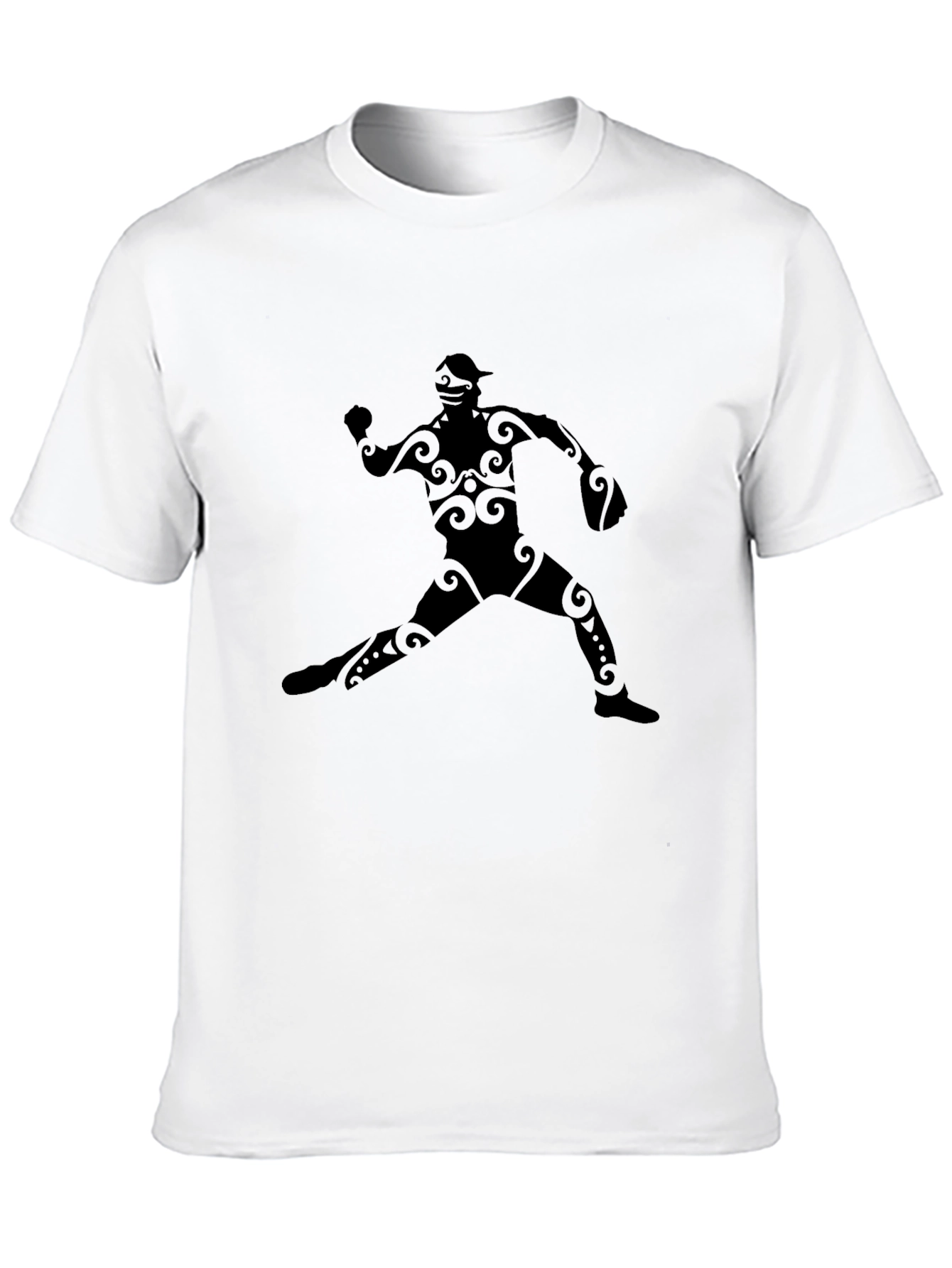 Black Tribal Baseball Player Graphic Tee - Black view 10