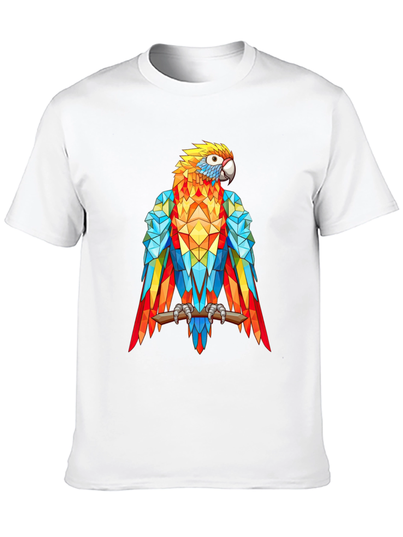 Black Geometric Parrot Graphic Print T-Shirt - Black view 10