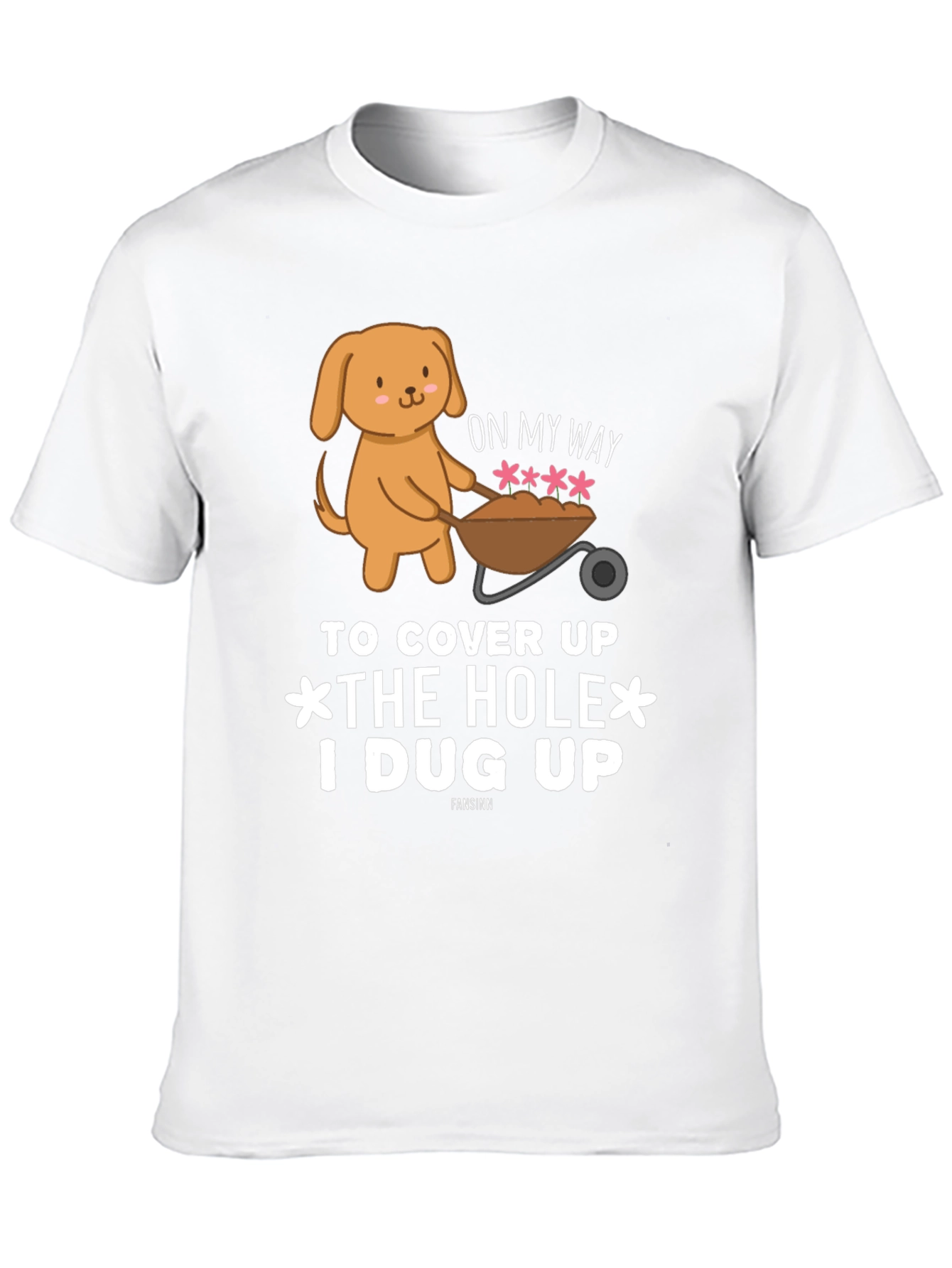 Black Cute Dog 'Cover Up Hole' Black Graphic T-Shirt view 10