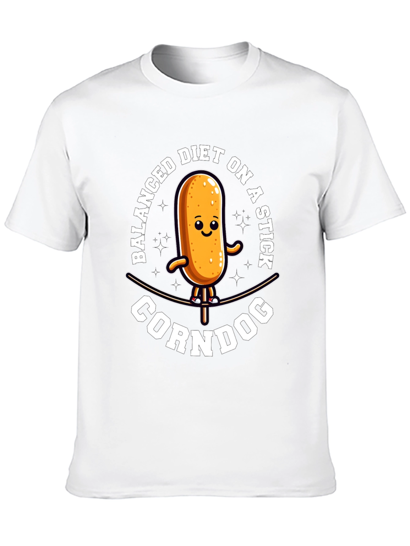 Black Funny Balanced Diet Corn Dog Graphic Tee view 10
