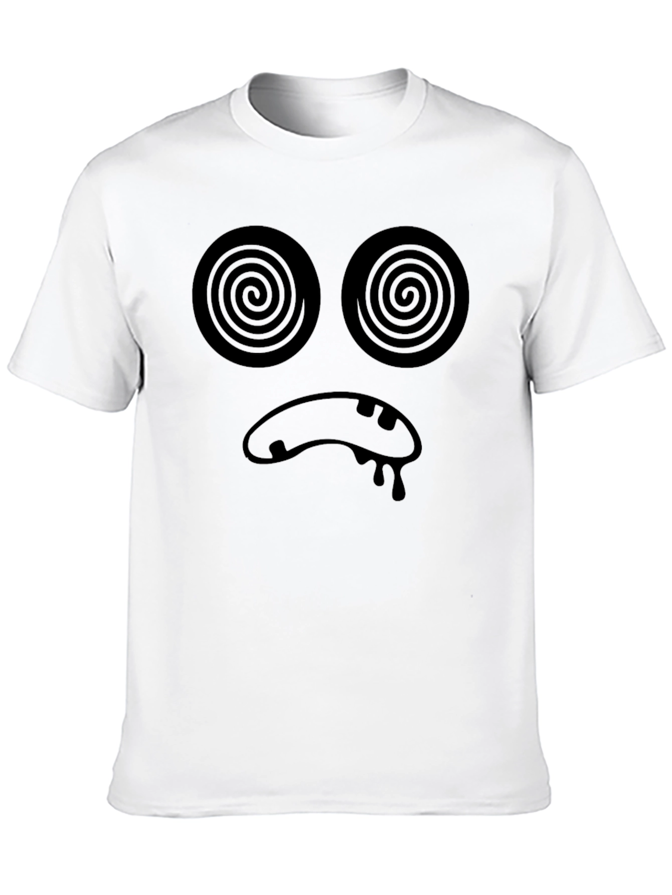 Black Hypnotic Face Graphic T-Shirt - Black Crew Neck view 10
