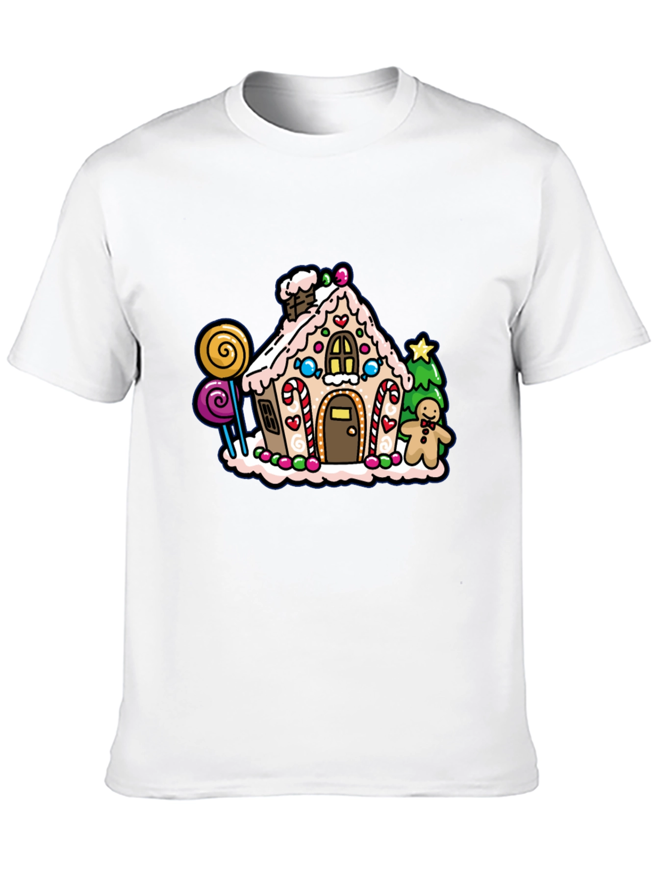 Black Gingerbread House Graphic Tee - Festive Holiday Shirt view 10