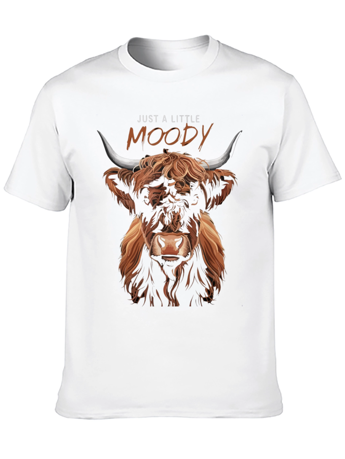 Black Just A Little Moody Highland Cow Graphic Tee view 10