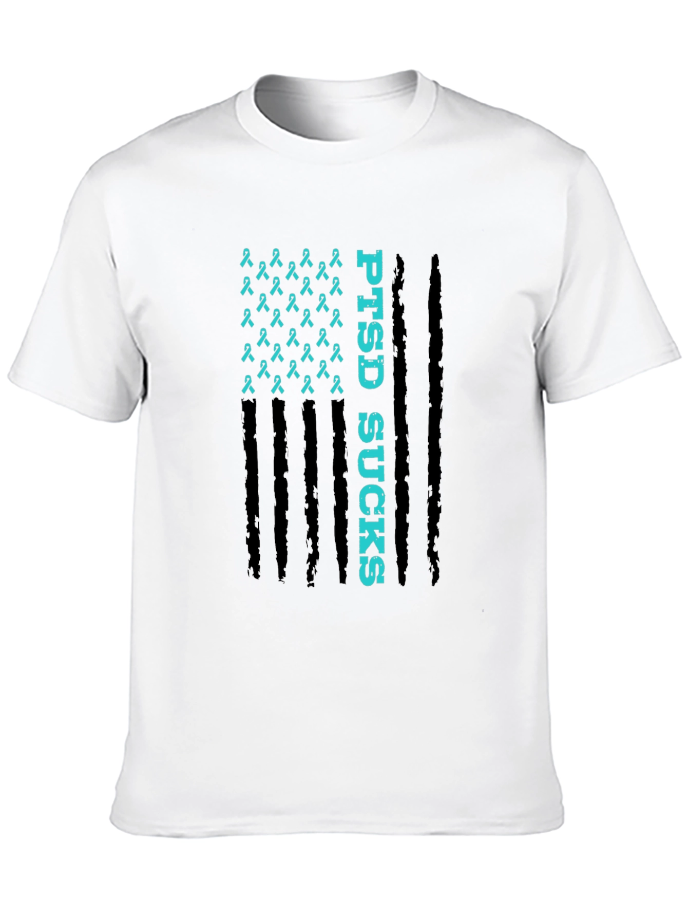 PTSD Awareness Ribbon Flag Graphic T-Shirt - 10