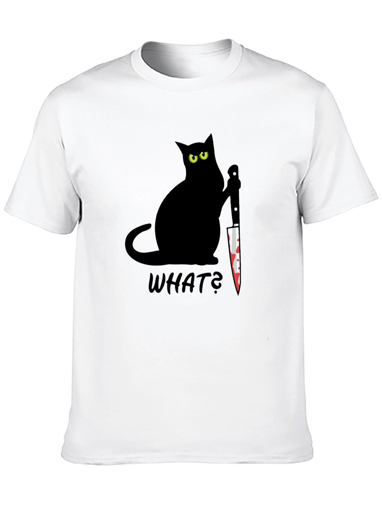 Black Black Cat What? Bloody Knife Graphic Tee view 10