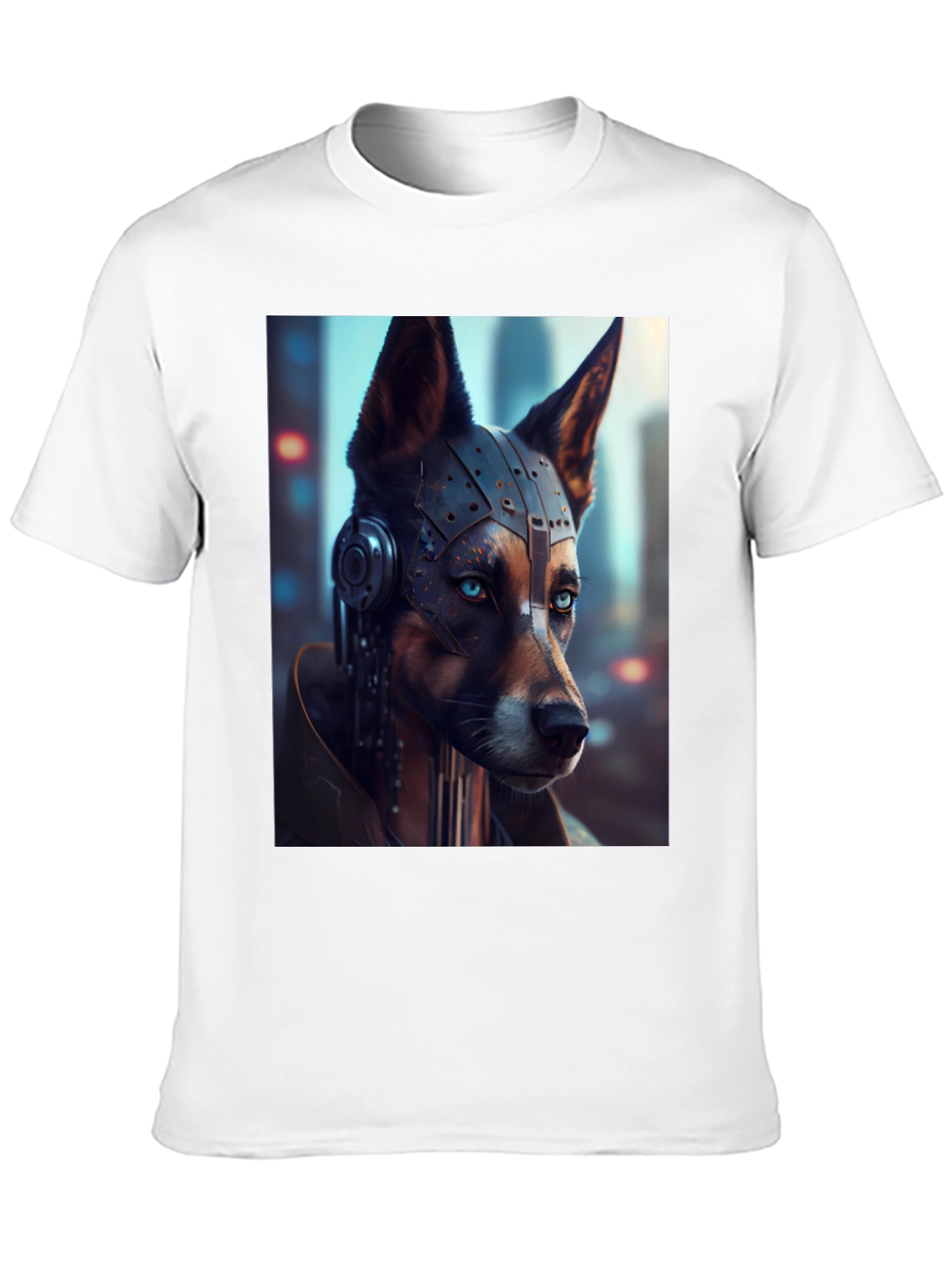 Black Cyberpunk Dog Graphic T-Shirt view 10