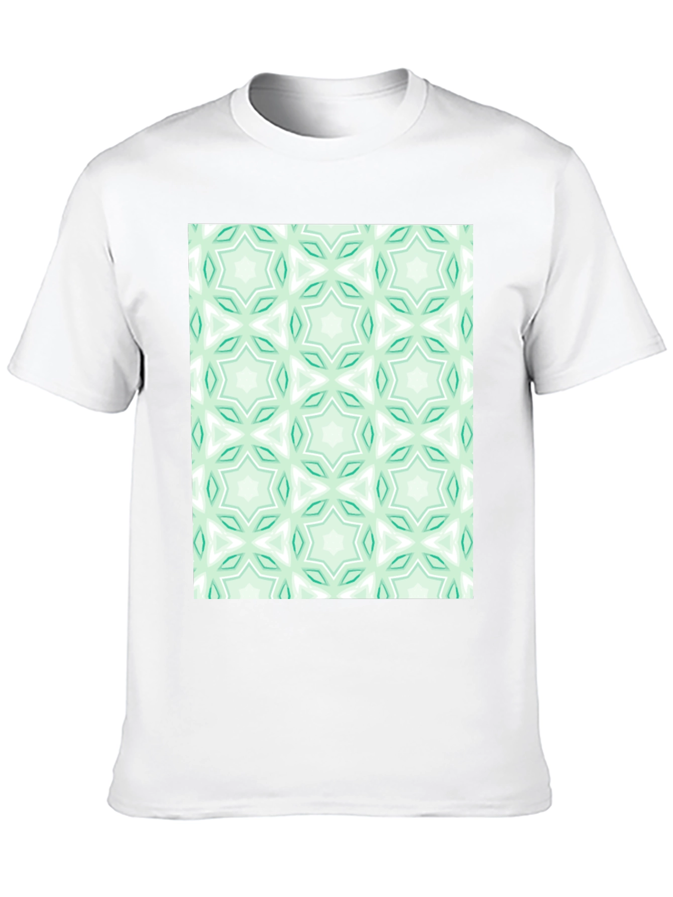 Black Kaleidoscope Pattern T-Shirt - Mint Green & White view 10